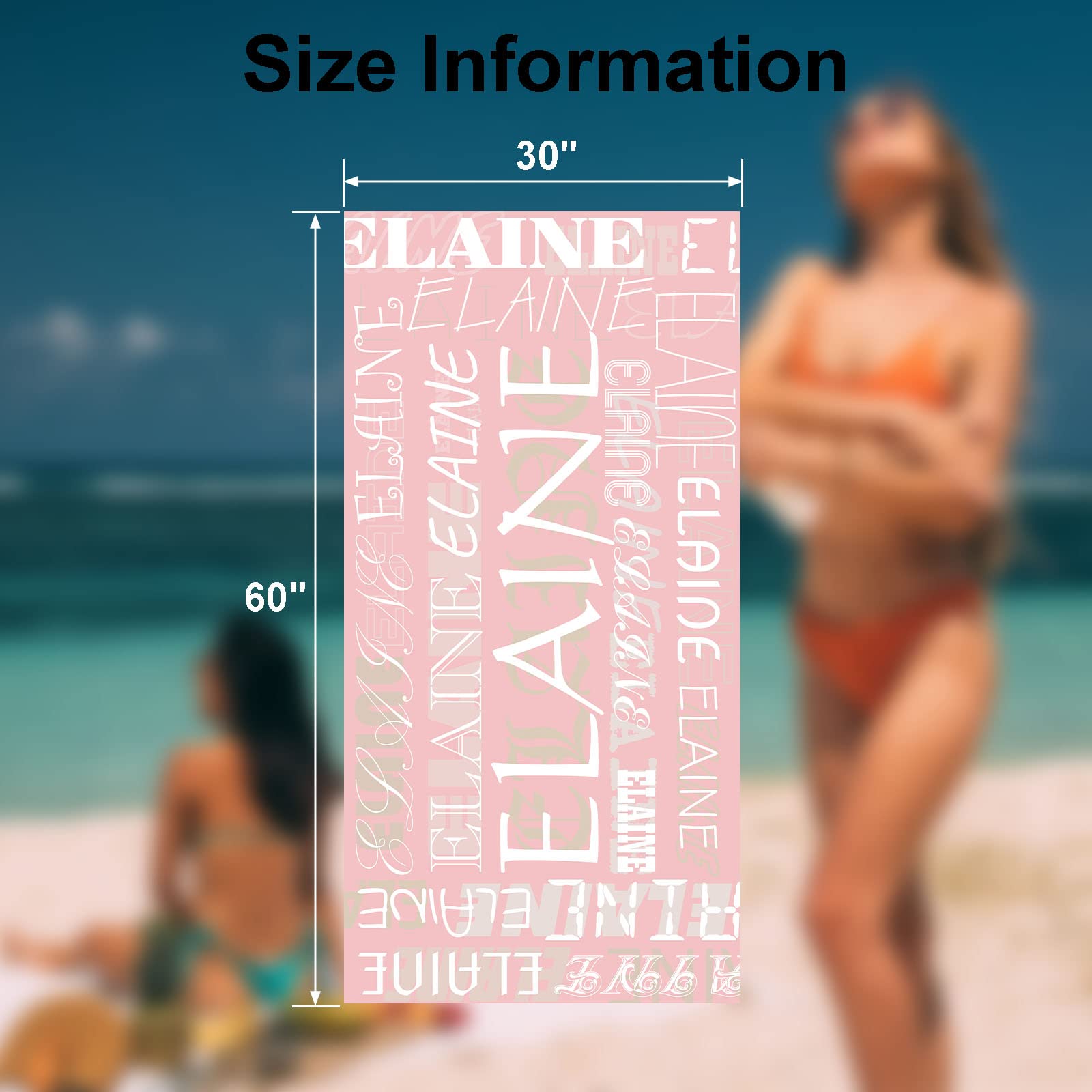 Custom Personalized Beach Towel with Name - Kids & Adults Pool Towel, 30
