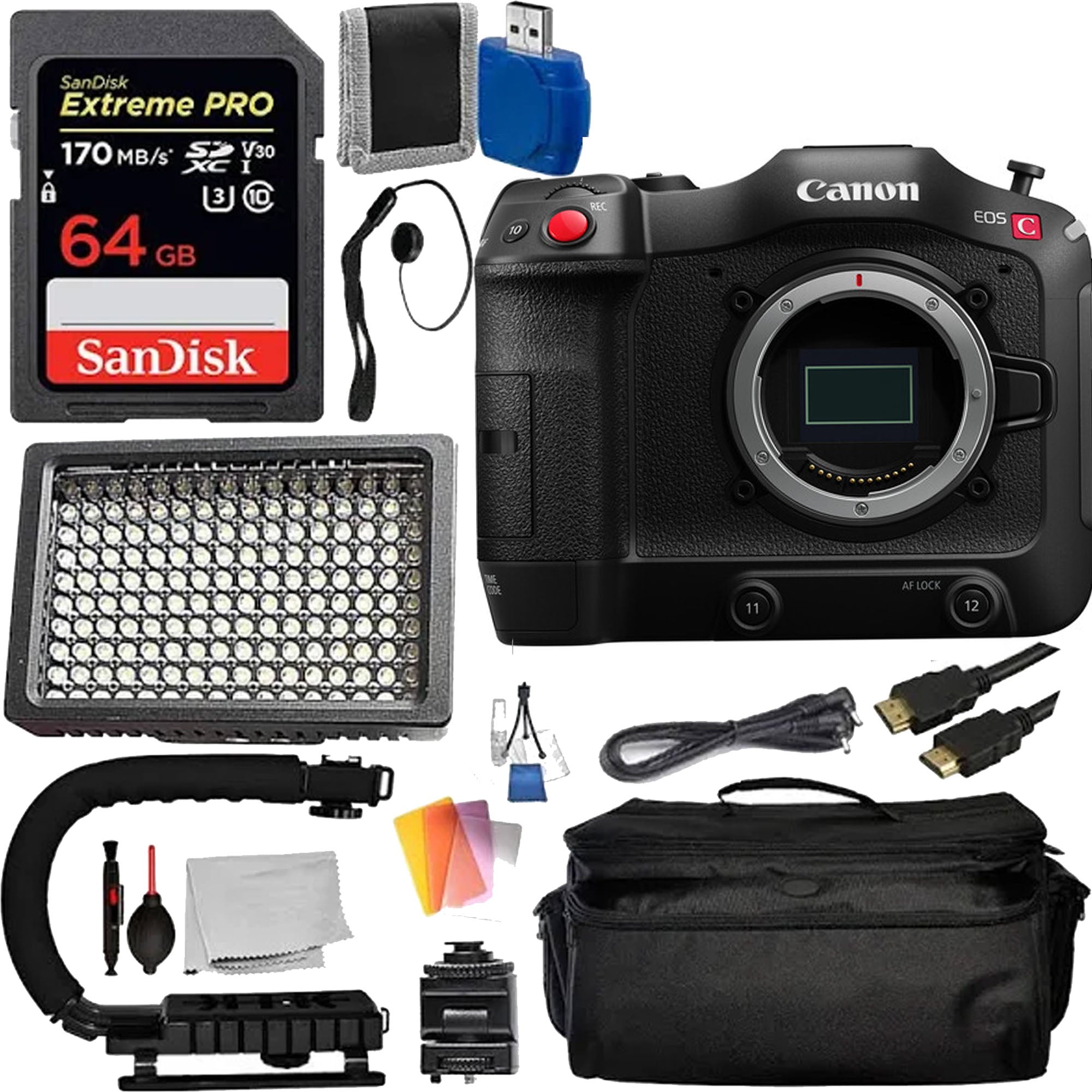 Canon EOS C70 Cinema Camera with RF Lens Mount & Sandisk Extreme Pro 64GB SD Card - Professional 4K Video Recording for Filmmaking, Documentary & Live Streaming