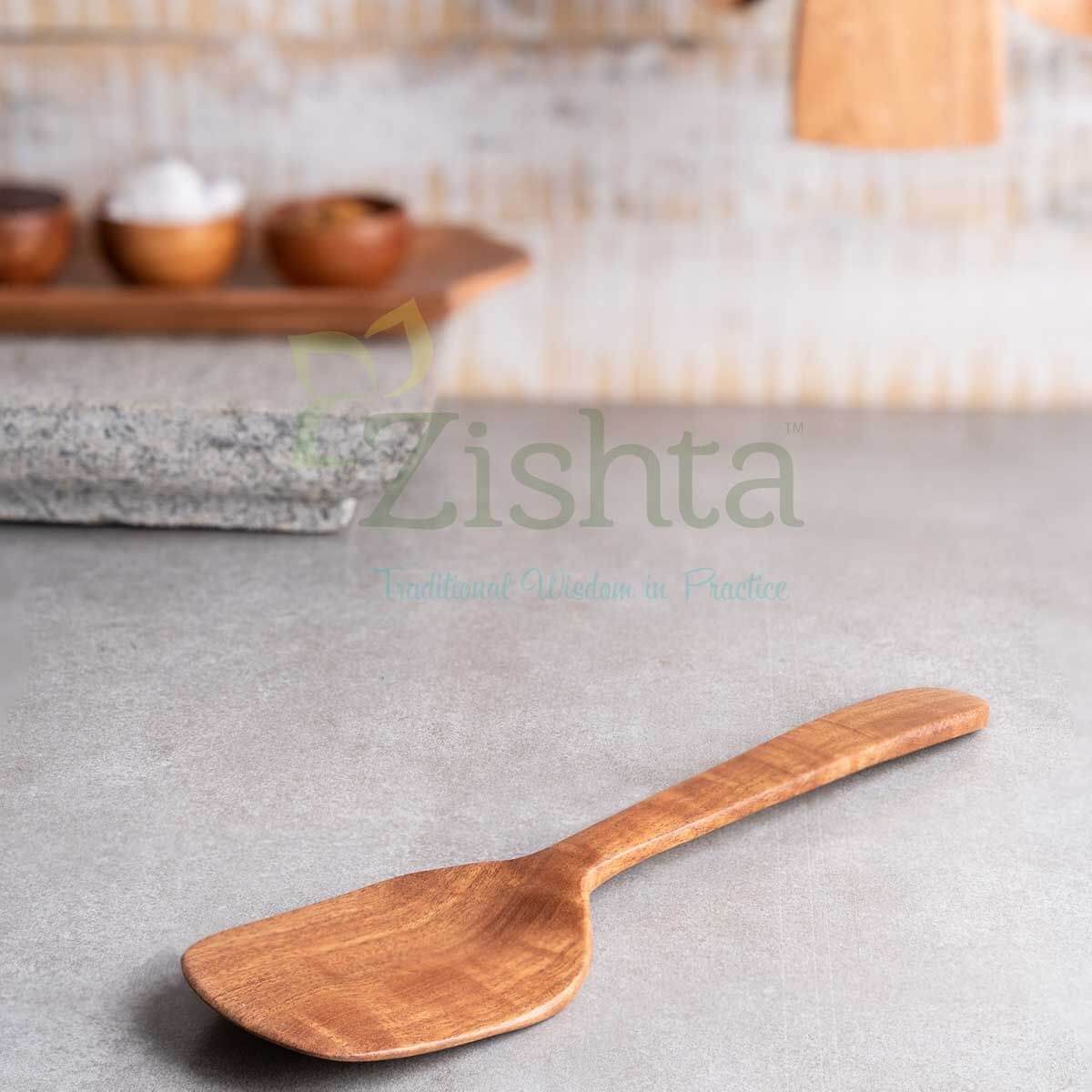 Organic Neem Wood Spatula for Cooking & Baking - Natural Kitchen Utensil for Mixing, Flipping & Serving - Eco-Friendly Wooden Spoon for Healthy Cooking