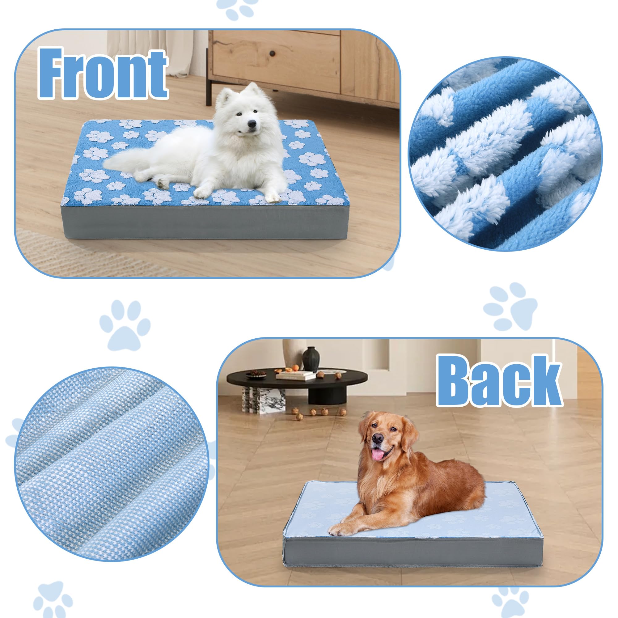 **MABOZOO Waterproof Washable Dog Bed Cover - 40x30x4 Inch Plush Replacement Cover with Anti-Slip Bottom for Small to Medium Dogs - Perfect for Indoor, Crate & Travel Use**