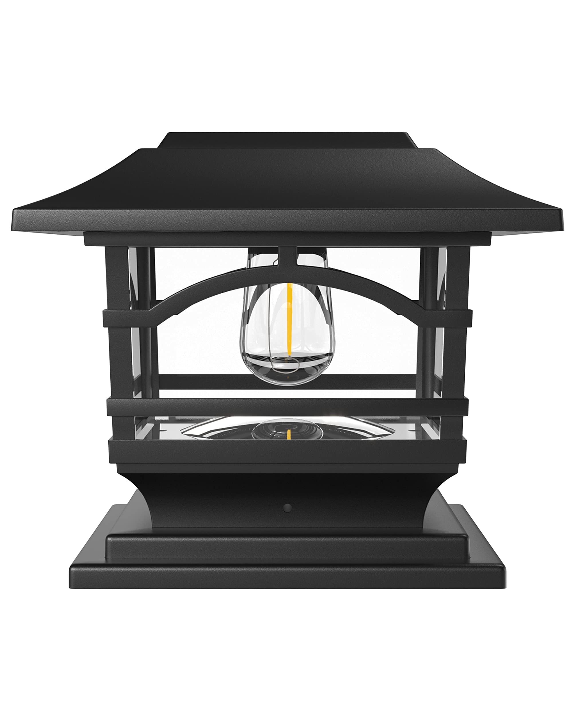 Davinci Lighting Renaissance (4 Pack) and Edison (1 Pack) Solar Post Cap Lights - Slate Black | Outdoor Solar Deck & Fence Lighting for Garden, Patio, Pathway | Weatherproof & Energy Saving