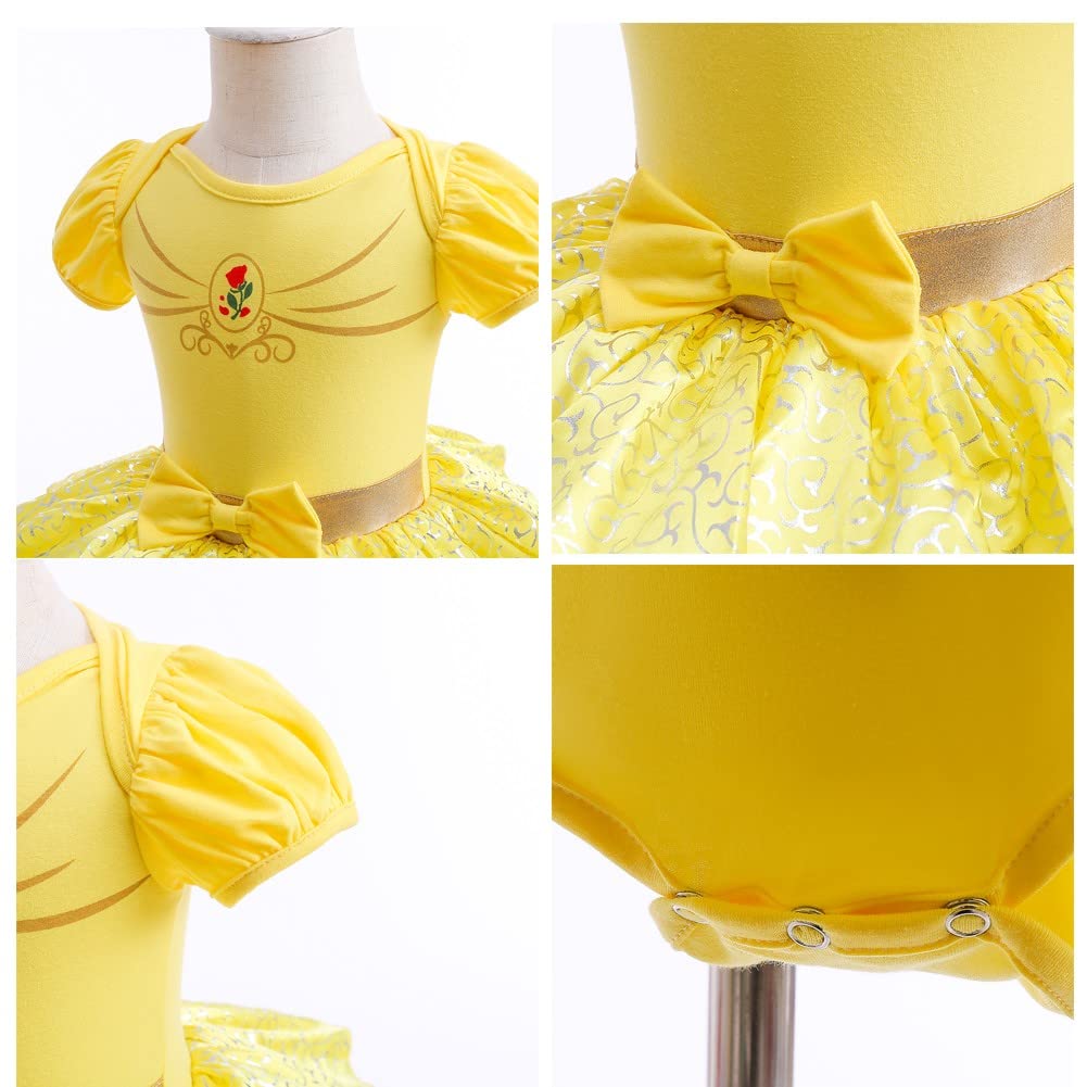Baby Girls Princess Costume Set - Birthday Bodysuit Romper & Tutu Dress with Headband | Halloween, Christmas Party Outfits | Perfect for Dress-Up, Photo Shoots & Special Occasions