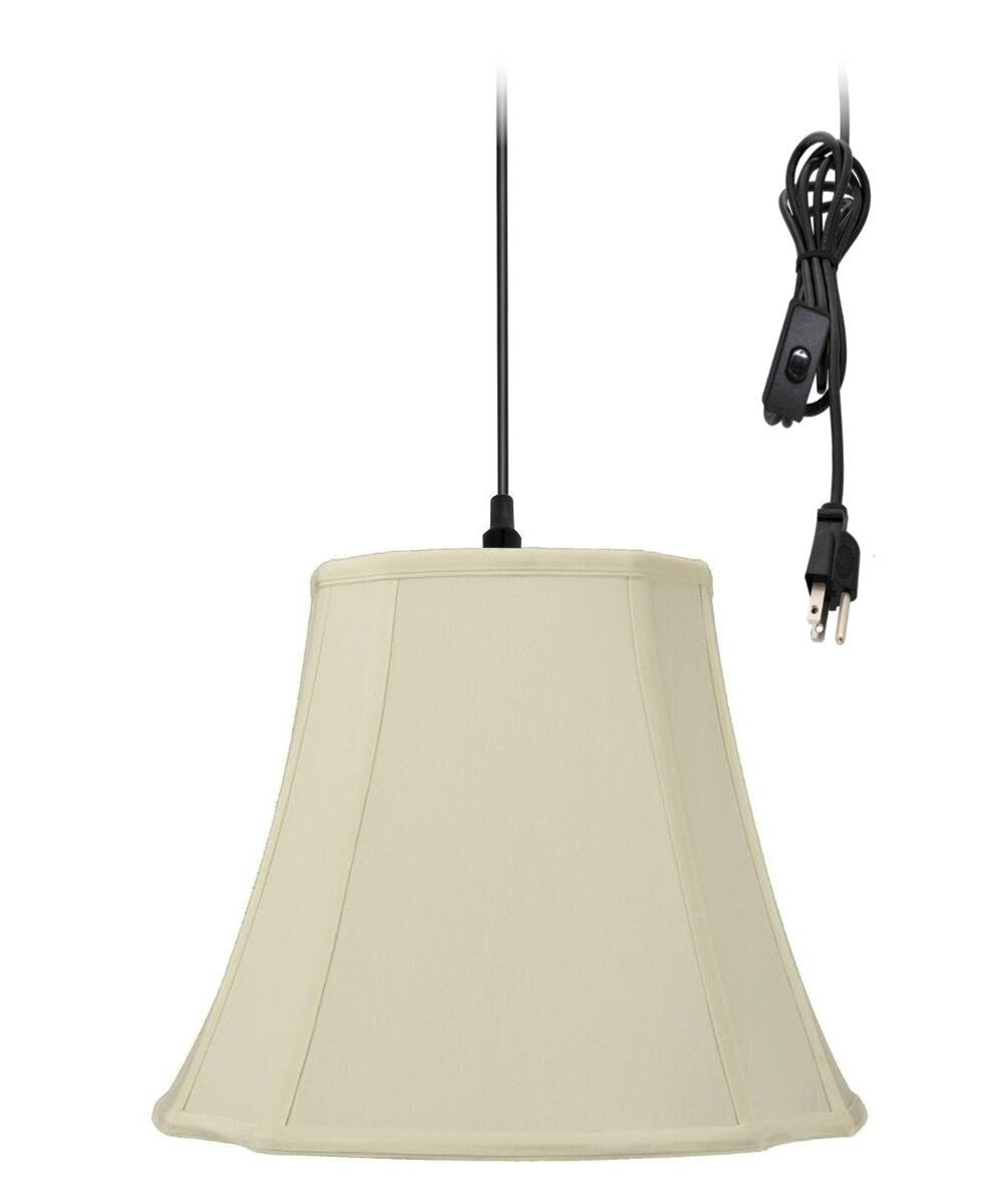 14W Plug-In Swag Pendant Ceiling Light with Eggshell Shade - Vintage Style Hanging Fixture for Bedroom, Kitchen, or Dining Room Lighting