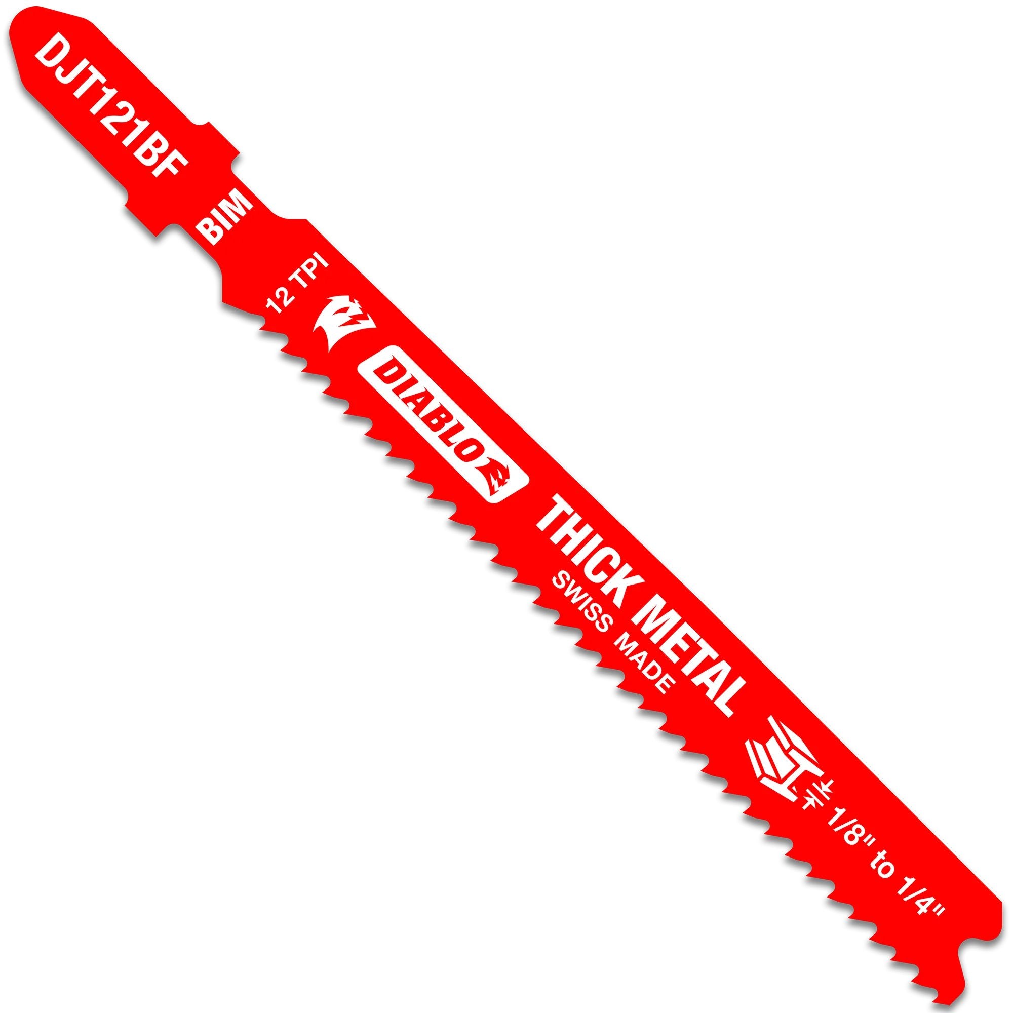 Diablo DJT121BF5 3-3/8 Inch 12 TPI Bi-Metal T-Shank Jigsaw Blades for Cutting Thick Metal - Perfect for Metalworking, DIY Projects, and Professional Construction Use