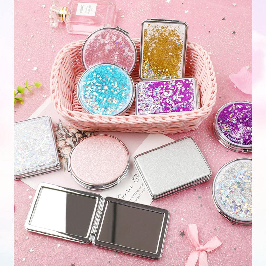 VMS INDIA Girls Handheld Compact Makeup Mirror with Magnifying Glass - Folding Vanity Round Mirror for Travel, Home & Professional Makeup Application