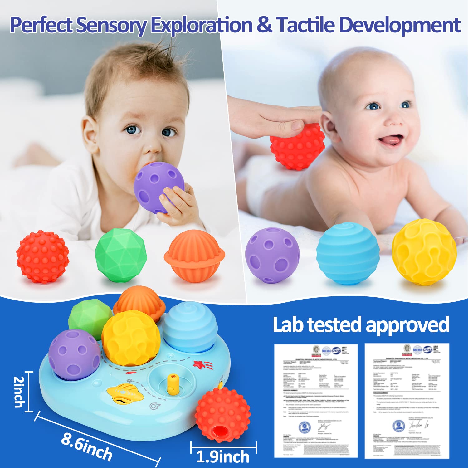 **Baby Musical Light Up Sensory Ball - Montessori Toys for Infants 6-18 Months, Tactile Sleep Aid & Tummy Time Toy - Fine Motor Skills Development for 1-2 Year Old Boys & Girls - Perfect Easter Gift for Playtime & Learning**
