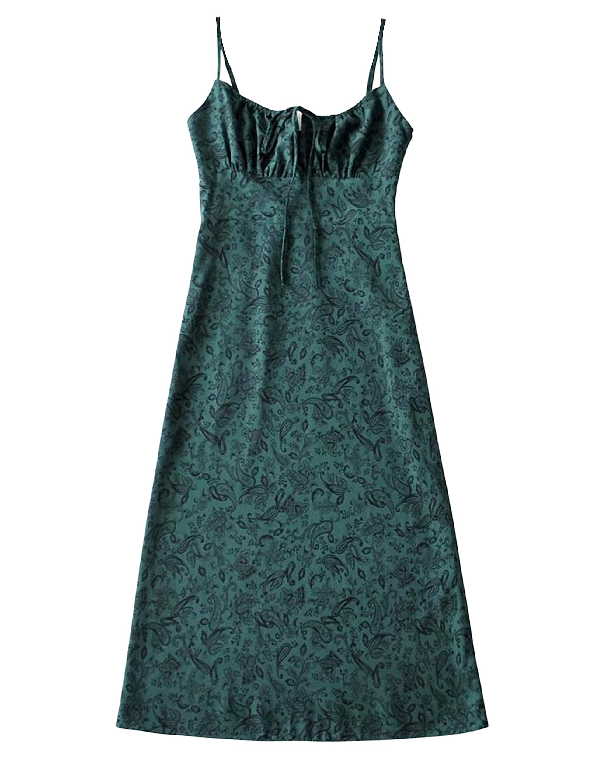 Omoone Women's Floral Summer Dress - Low-Cut Square Neck Spaghetti Strap Tie Bodycon Mini Dress | 90s Y2K Style Sundress for Beach, Party & Date Night