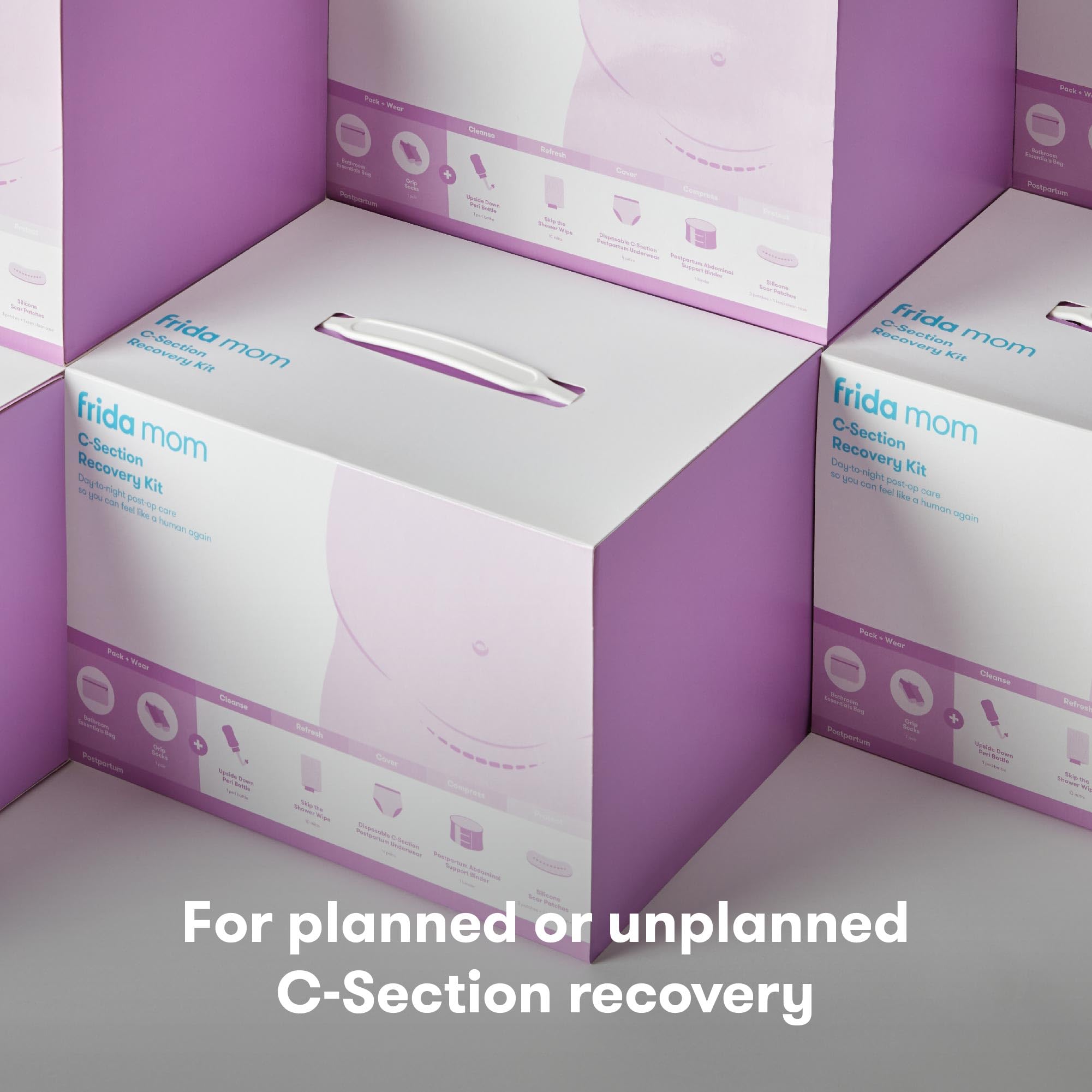 Frida Mom C-Section Recovery Kit - Postpartum Must Haves for New Moms | Includes Abdominal Binder, Peri Bottle, Disposable Underwear, Socks, Silicone Scar Patches & More | Perfect for Hospital Bag, Home Recovery & Post-Surgery Care