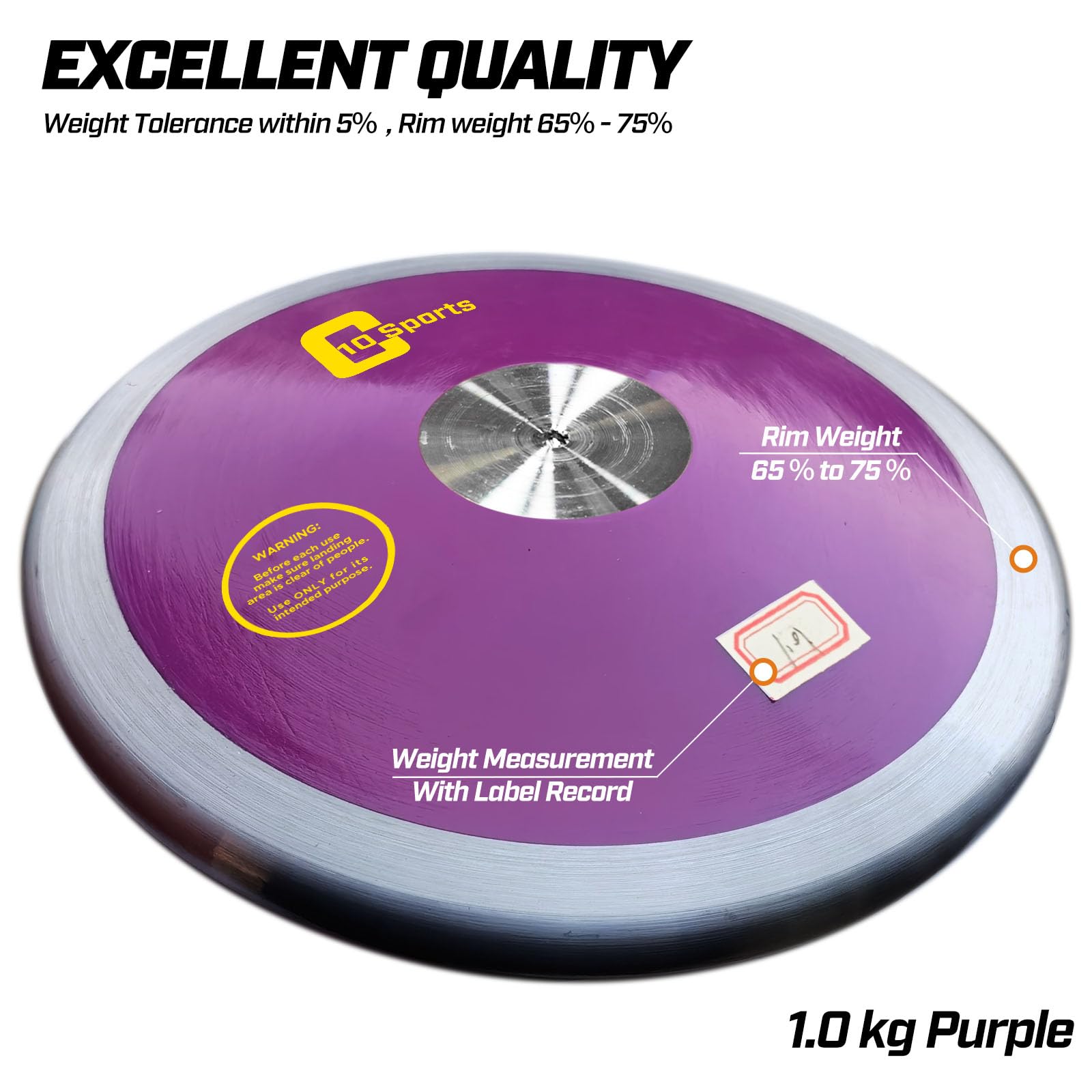 Official Track & Field Discus - High Spin & Low Spin Competition Discus for High School & College Throwers - 1.0KG, 1.6KG, 2.0KG Options - Perfect for Outdoor Training, Track Meets & Sports Events