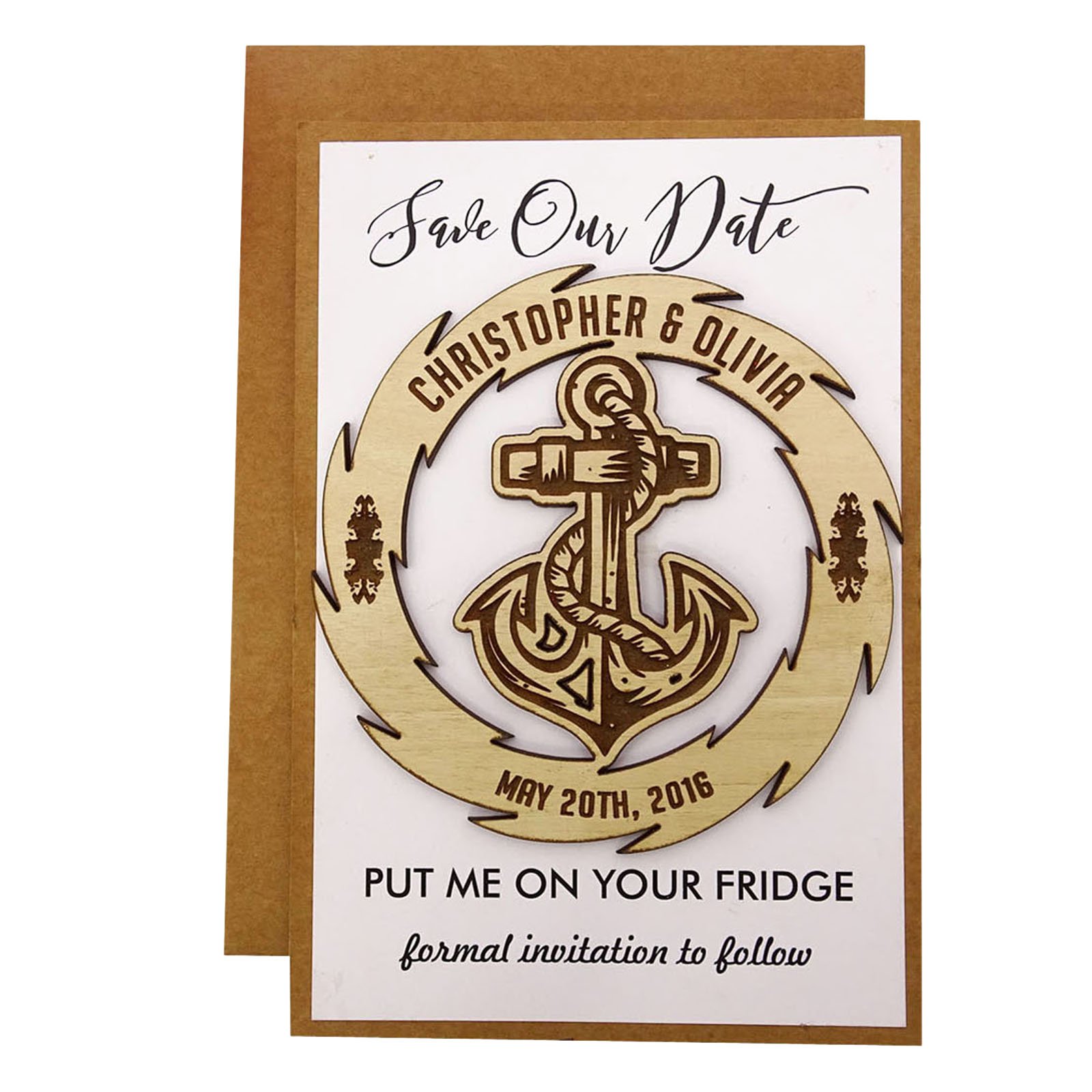 Personalized Rustic Wooden Engraved Save The Date Magnets - 50 Custom Wedding Announcement Cards for Invitations, Bridal Showers & Couples Gifts