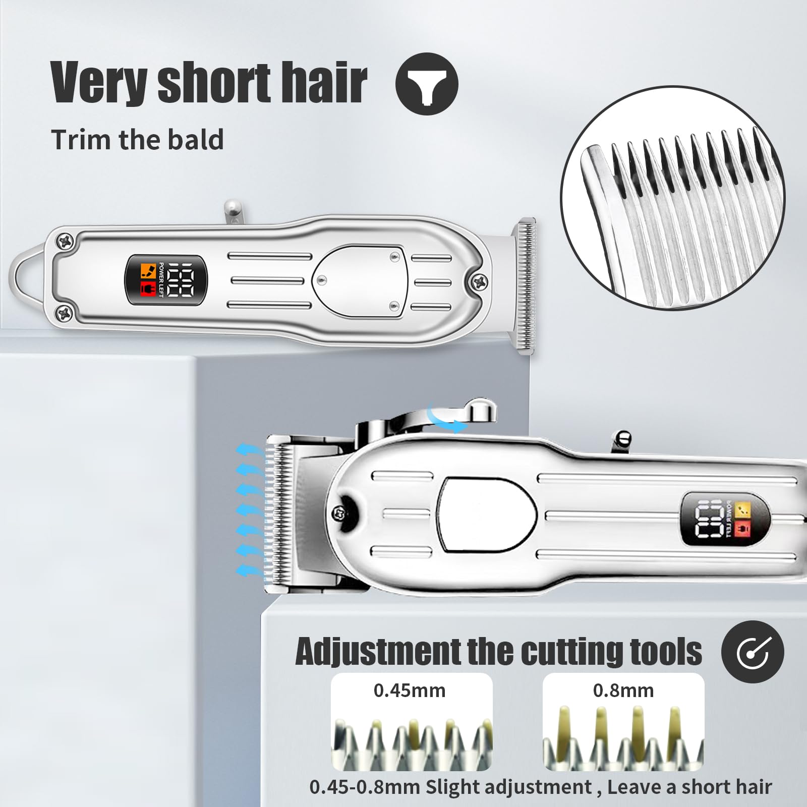 Professional Cordless Hair Clipper & Beard Trimmer Kit for Men - Rechargeable Electric Hair Cutting Set with Multiple Attachments - Perfect for Home Barbering, DIY Haircuts & Grooming Gifts for Dad, Husband, Boyfriend
