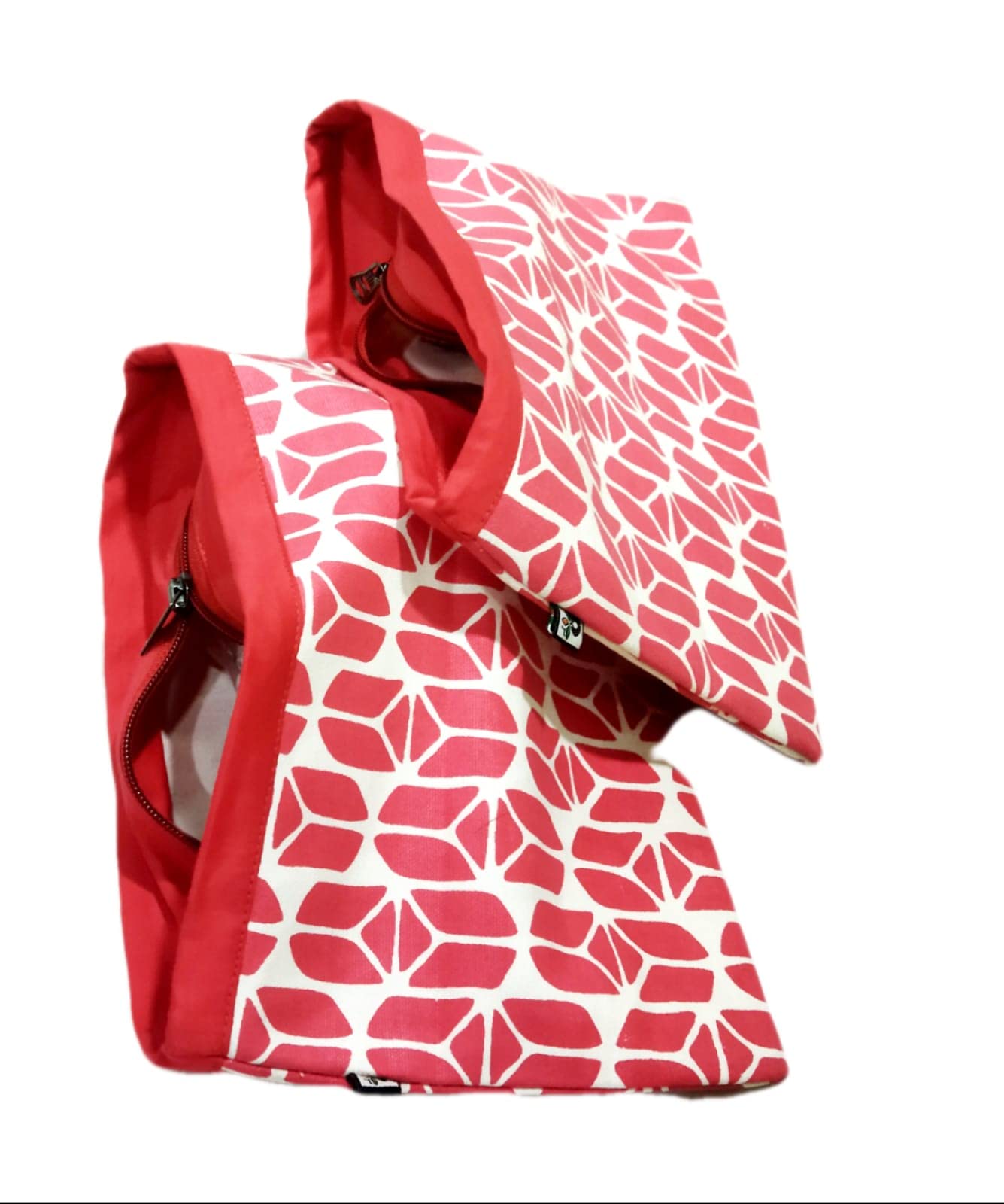 Eco-Friendly Cotton Canvas Printed Coin Holder & Pencil Pouch for Men & Women - Multi-Functional Travel Organizer, Beach Cosmetic Bag, Large Capacity Toiletry Kit (2-Pack) - Perfect for Travel, School, Office & Daily Essentials Storage