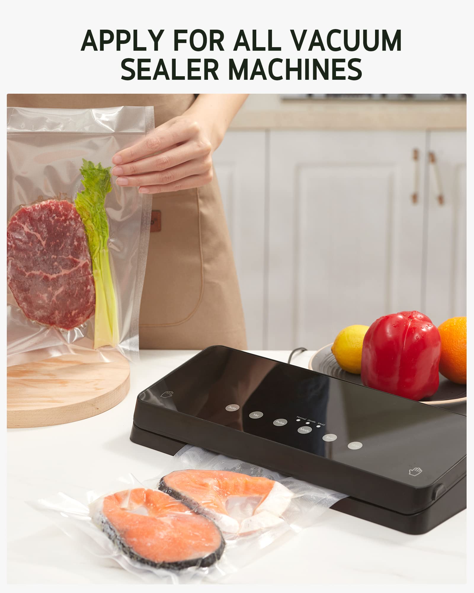 Syntus Vacuum Sealer Bags for Food Storage - 200 Count Quart Size 8
