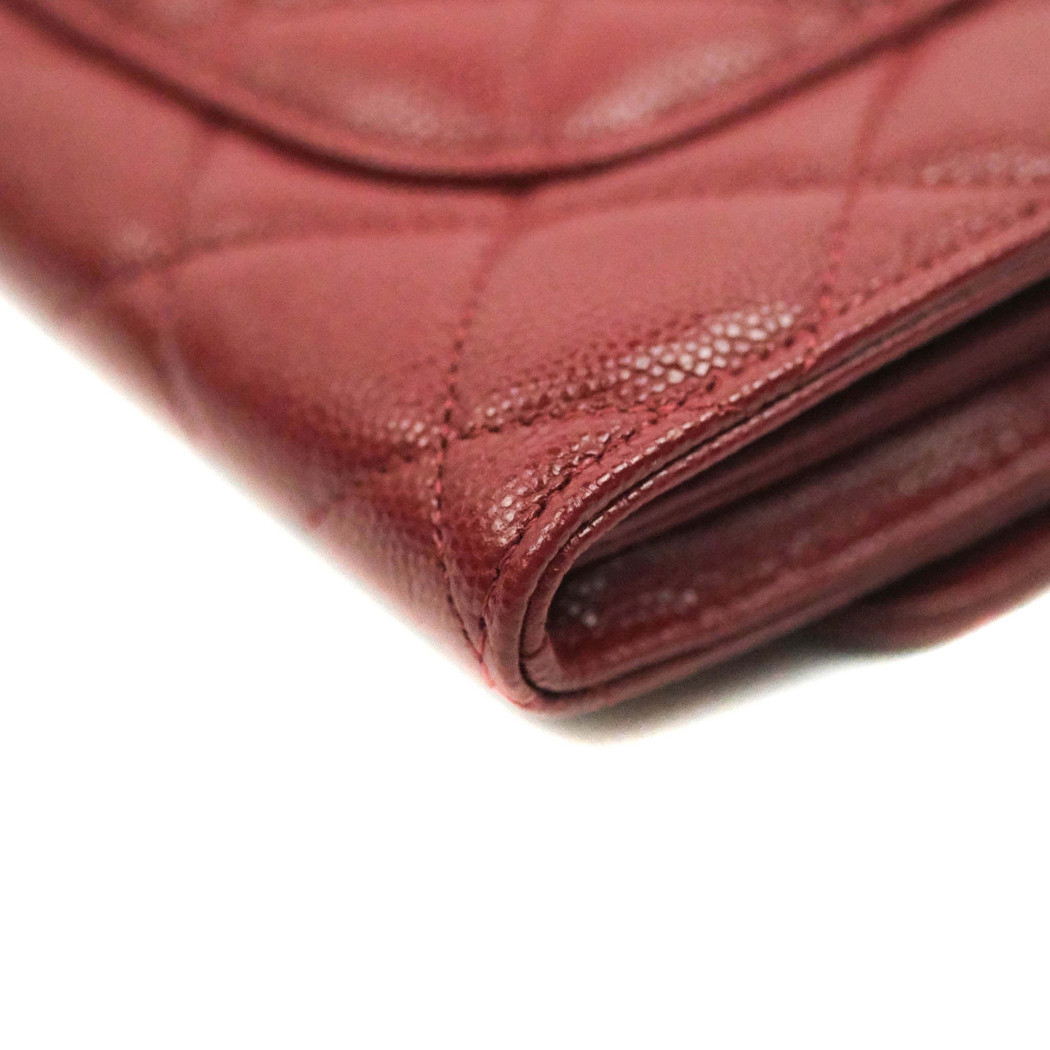 Chanel Caviar Quilted Long Flap Wallet in Burgundy with Gold Hardware - Luxury Leather Wallet for Women, Perfect for Everyday Use and Special Occasions