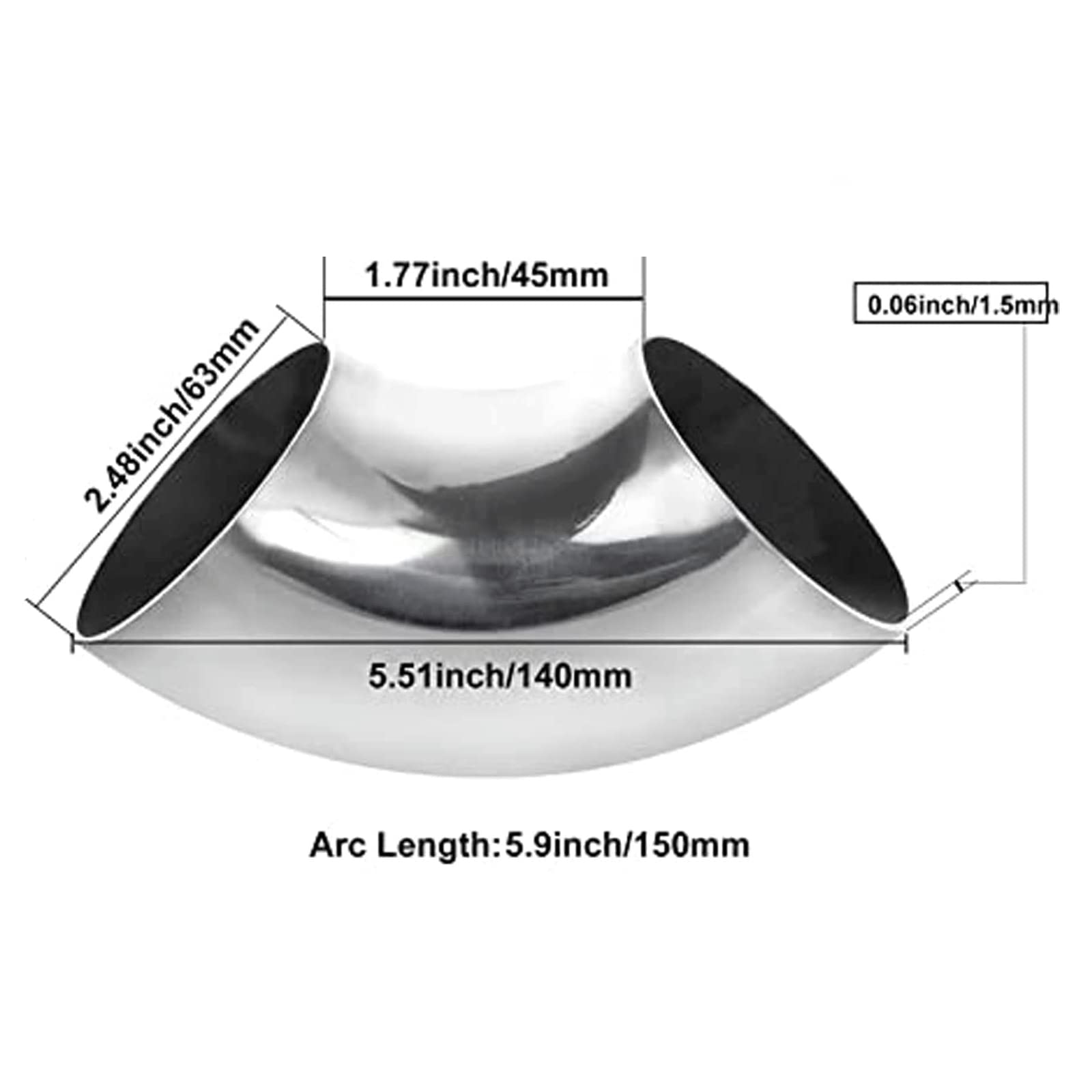 2.5 Inch 90 Degree Stainless Steel Exhaust Pipe Elbow - 2.5