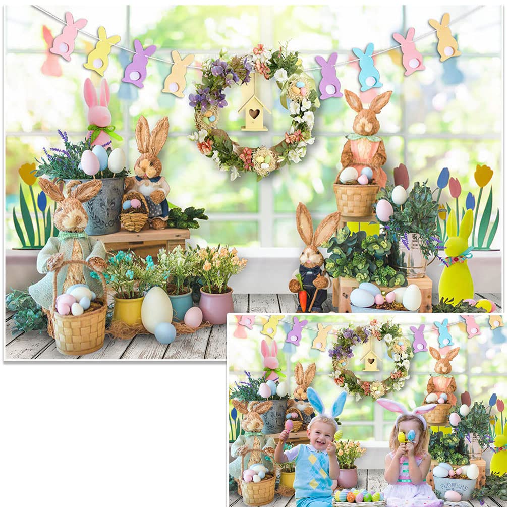 Easter Photography Backdrop - Spring Rabbit Bunny Eggs Theme Party Decor, 7x5ft Photo Background for Kids & Children Portrait Photoshoot | Perfect for Easter Celebrations, Birthday Parties, and Spring-Themed Events