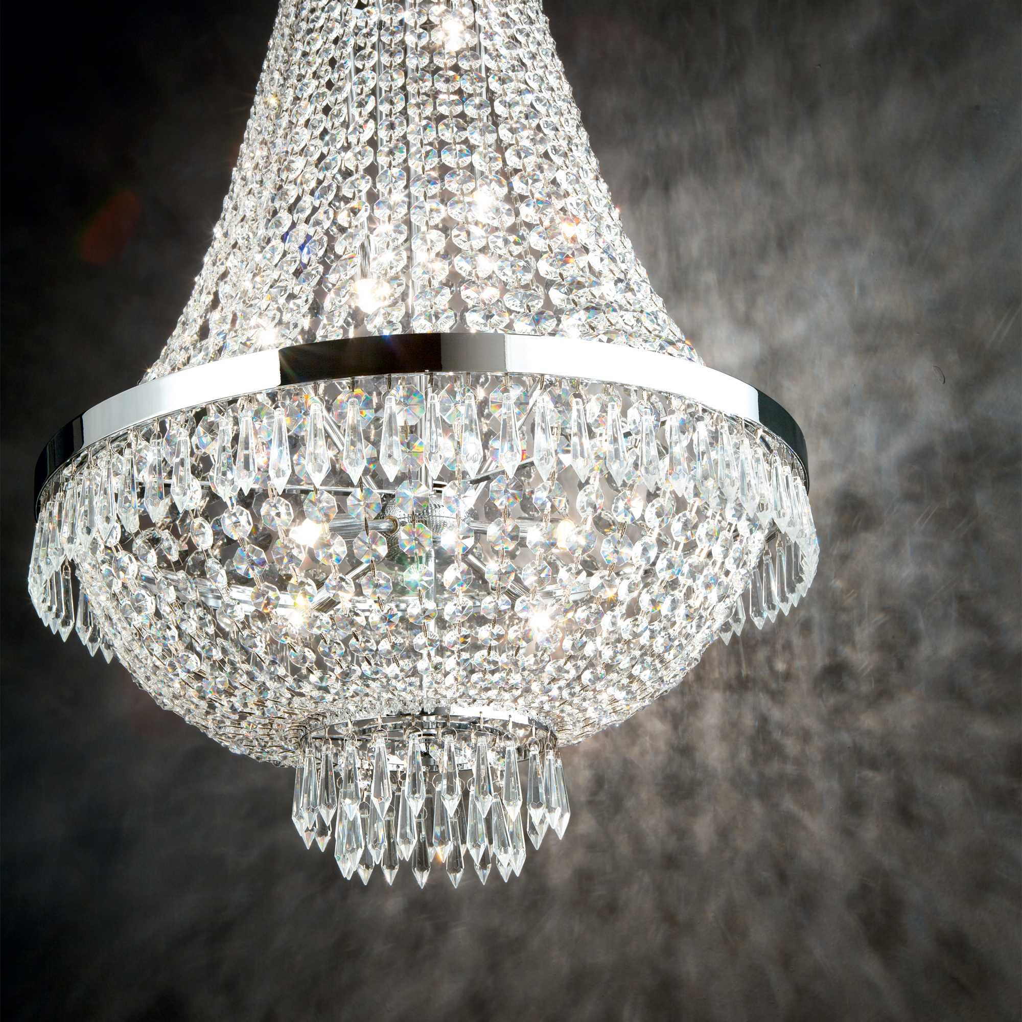 Ceiling Chandelier Light Fixture - 6/9/12 Lights, Chrome/Gold Finish, Elegant Dining Room Lighting for Home Decor