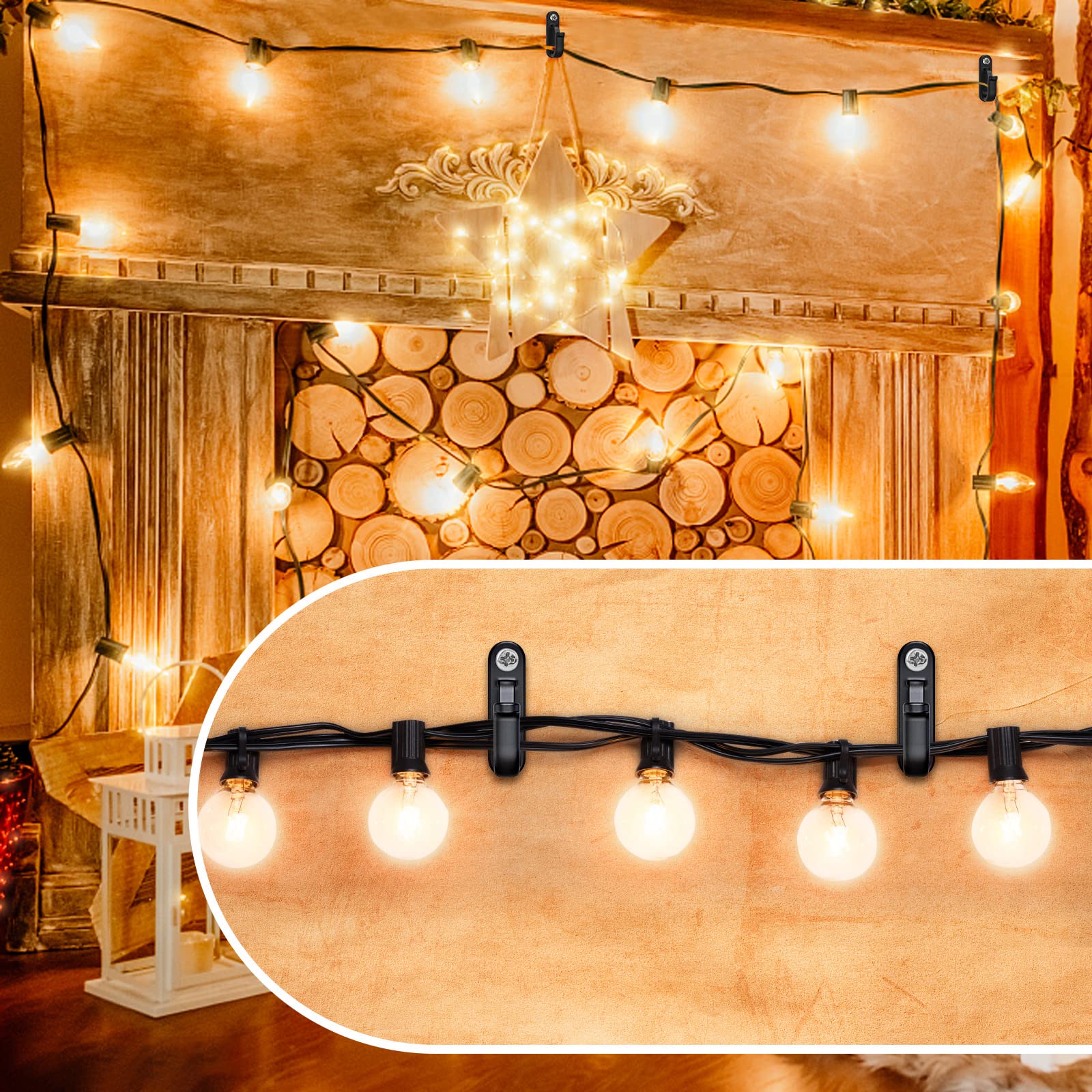 Benelabel 20-Pack Screw-in Hooks for Outdoor String Lights - Heavy Duty Hanging Hooks for Christmas Decorations, Gazebos, Fairy Lights, Plants, Birdcages & Wind Chimes - Perfect for Patio, Garden & Holiday Decor