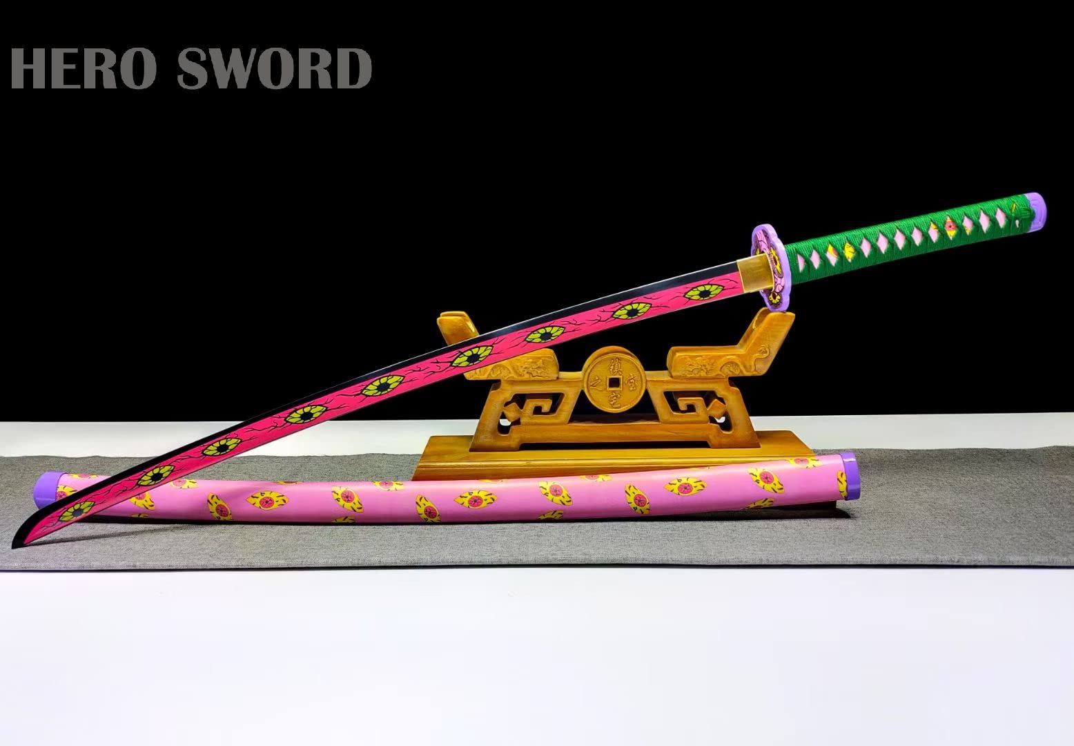 Handmade 1095 High Carbon Steel Demon Slayer Katana Sword - Agatsuma Zenitsu Cosplay Knife, Sharp Japanese Anime Sword Real Weapon - Perfect for Cosplay, Collection & Martial Arts Training