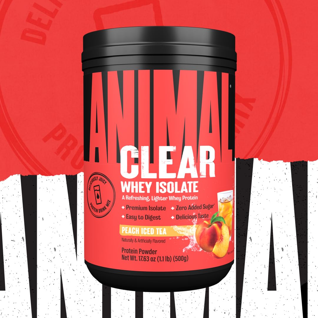 Animal Clear Whey Protein Powder 500g - Low-Calorie Post-Workout Recovery & Muscle Growth Supplement for Athletes & Fitness Enthusiasts | Ideal for Gym, Home Workouts & Active Lifestyle
