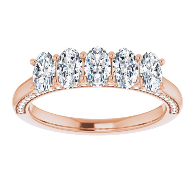 1.29 Carat Oval & Round Cut Diamond Wedding Band - 5 Stone Anniversary Ring for Women - Perfect for Bridal, Engagement & Special Occasions