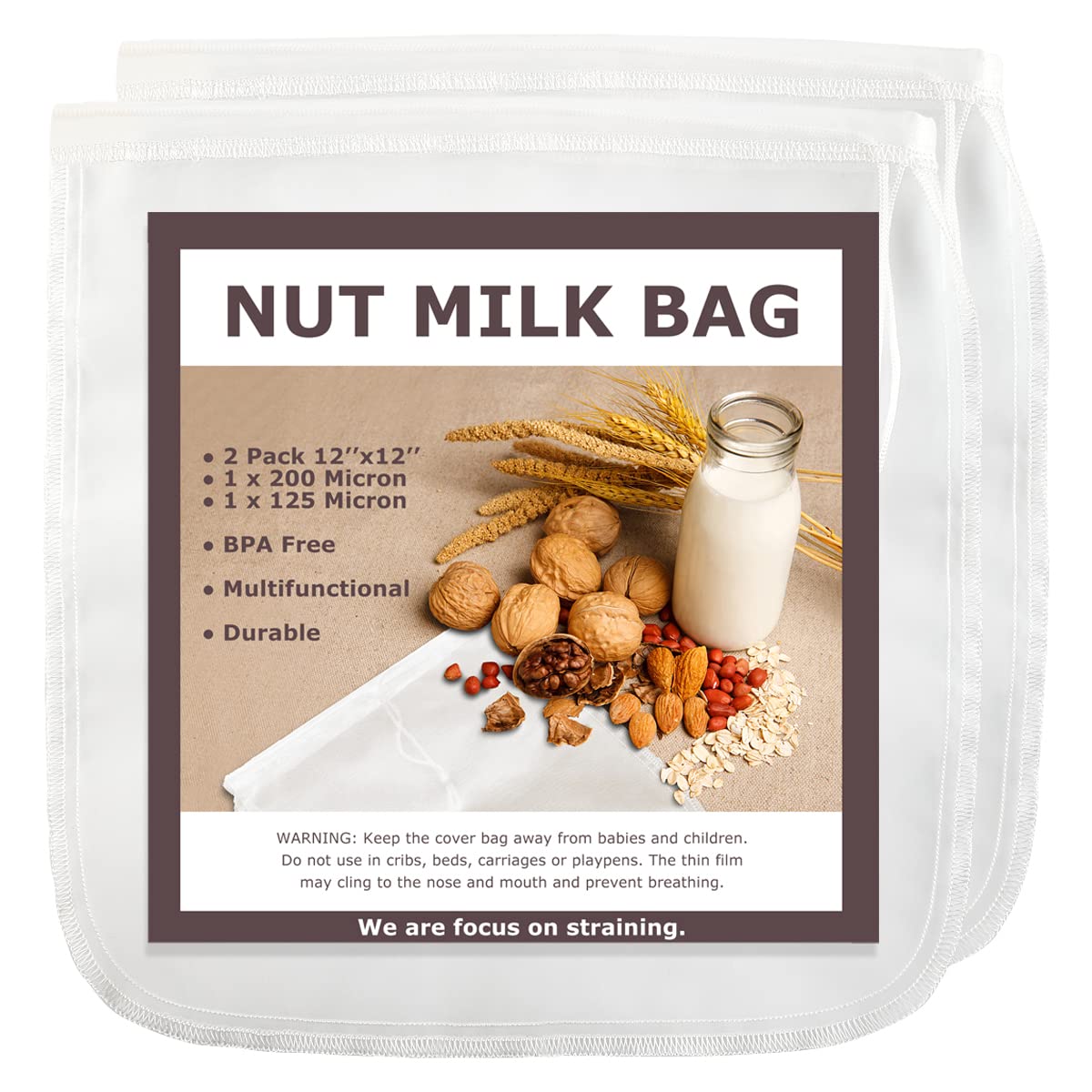 SCENGCLOS Reusable Nylon Nut Milk Bags 12