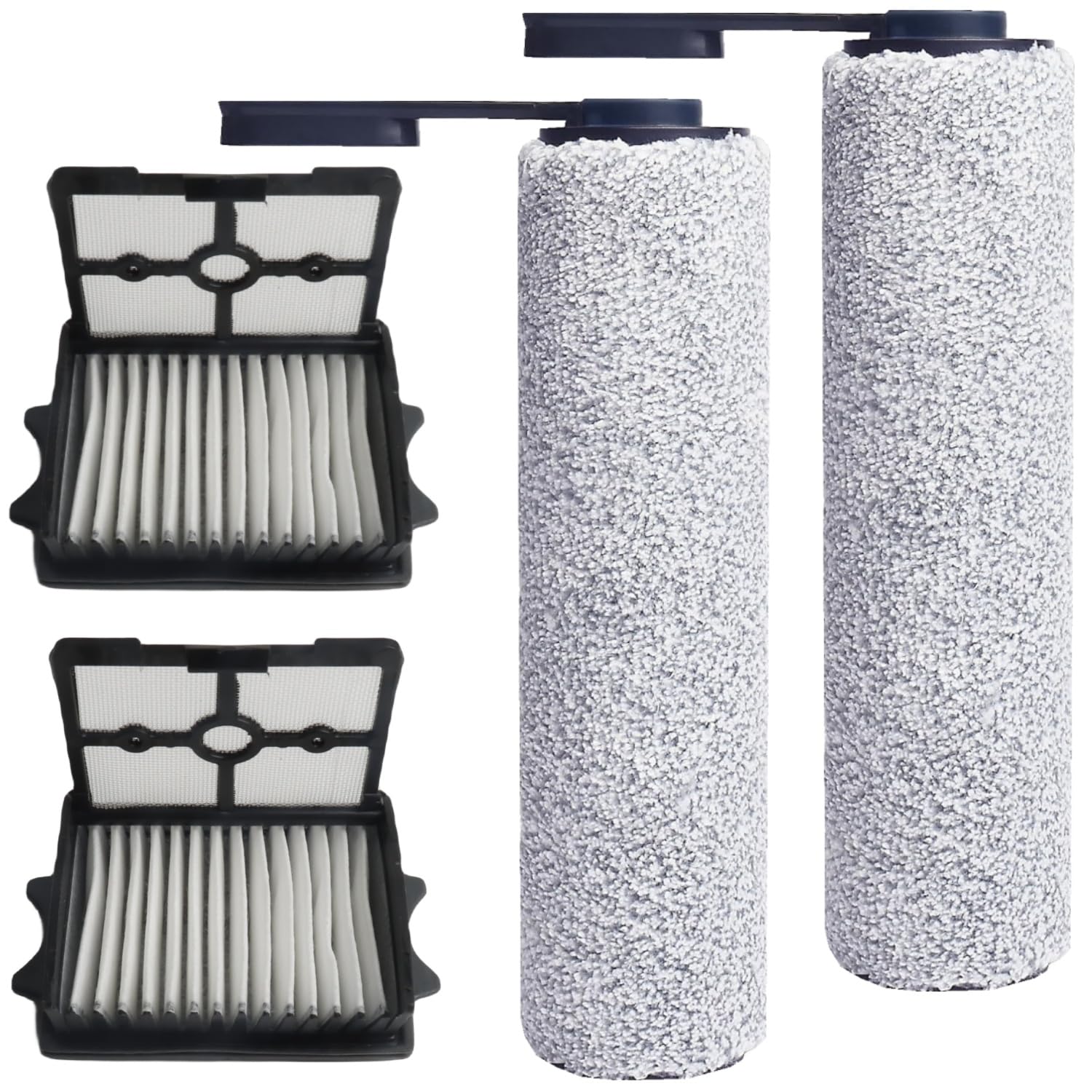 Tineco Floor ONE S5 COMBO Replacement Parts - 2 Pack Brush Rollers & 2 Pack HEPA Filters | Compatible with Tineco Cordless Wet Dry Vacuum Cleaner | Perfect for Deep Cleaning Floors & Pet Hair Removal