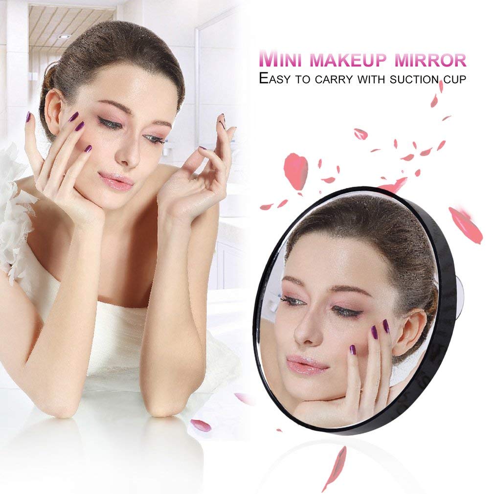20X Magnifying Mirror with Suction Cups - 3.5 Inch Round Handheld Makeup Mirror for Tweezing, Blackhead Removal & Makeup Application - Compact Travel Essential (Black) - Perfect for Bathroom Vanity, Travel Kit & Skincare Routine