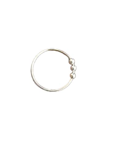 TEJIKA GLOBAL 925 Sterling Silver Spinner Ring - Beaded Meditation Anxiety Relief Ring for Women, Stress & Worry Relief Fidget Jewelry with Three Balls - Perfect for Office, Yoga, Travel & Daily Relaxation