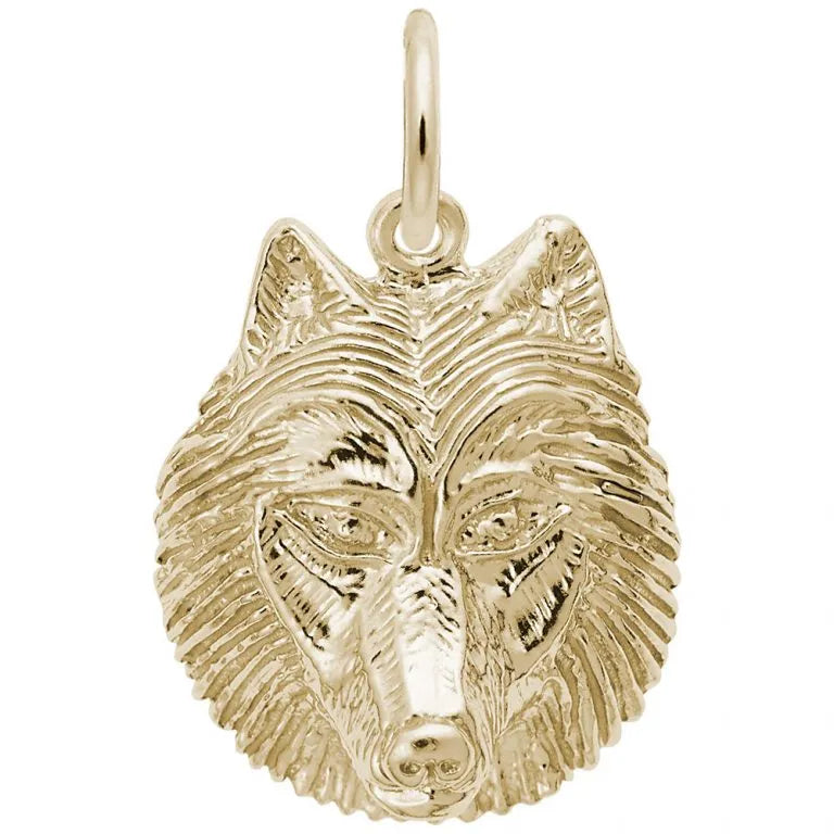 14K Gold Wolf Head Charm Pendant Necklace for Men - Perfect for Gifts, Layering & Everyday Wear