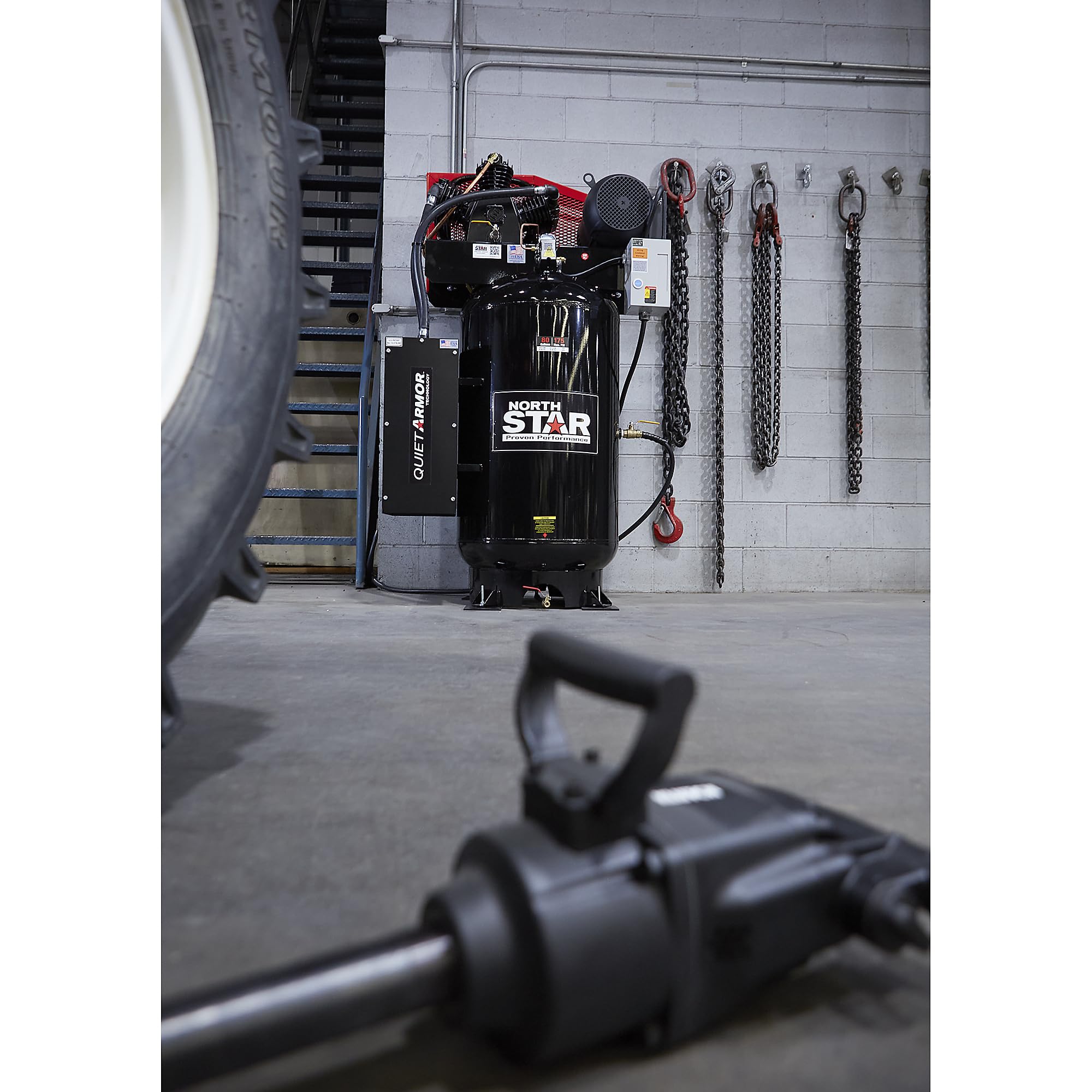 NorthStar 7.5 HP 80-Gallon Air Compressor with Quiet Armor Technology | 26 CFM High Performance | Ideal for Workshops, Construction Sites & Auto Repair Shops