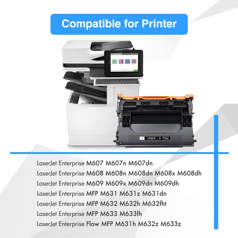 TRUE IMAGE Compatible Toner Cartridge Replacement for HP 37X/CF237X/37A/CF237A - Works with HP Enterprise M607/M608/M609 & MFP M631/M632/M633 Printers (Black, 1-Pack) - High Yield Printing for Office & Business Documents
