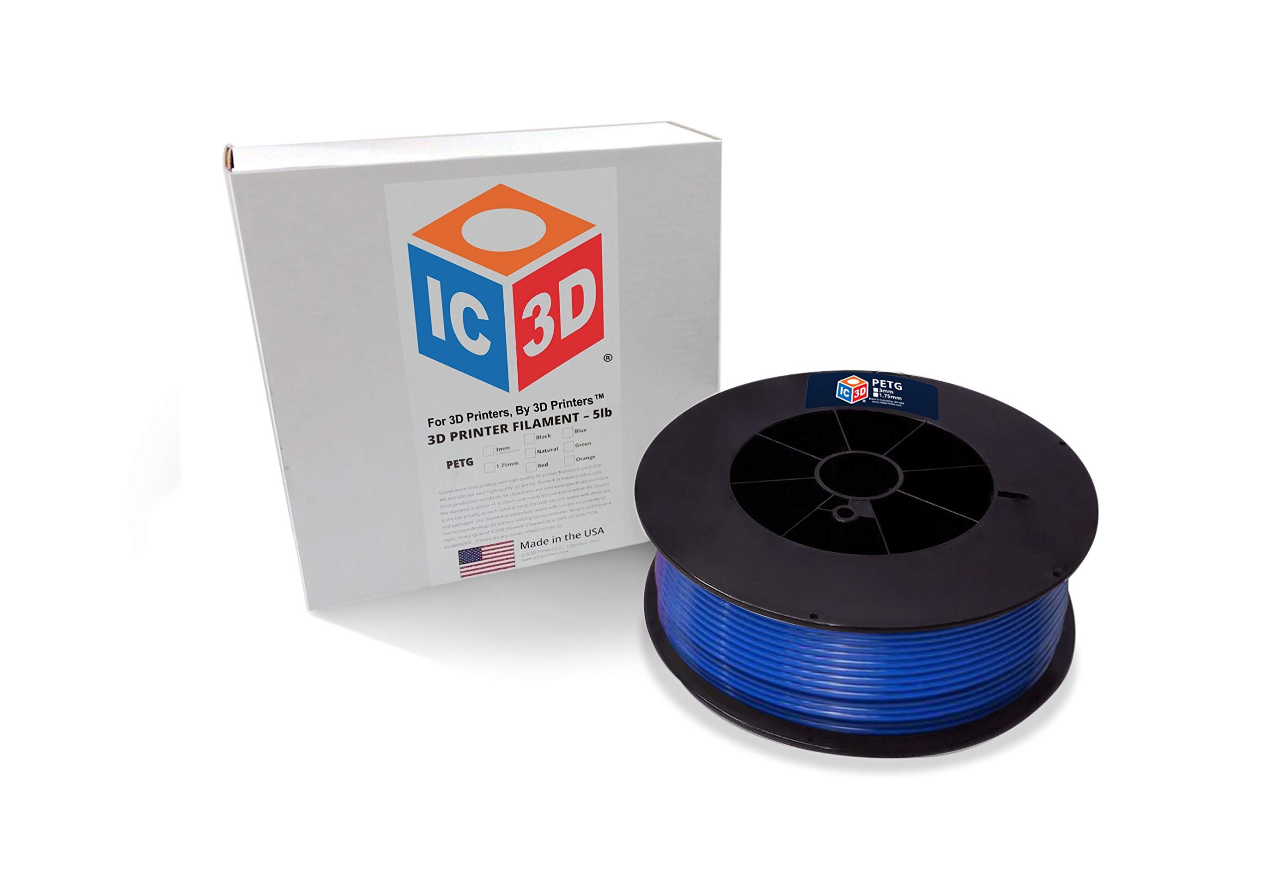 Premium Blue 2.85mm PETG 3D Printer Filament - 2.5kg Spool (5.5lbs) - High Precision +/-0.05mm - Industrial Strength 3D Printing Material - Made in USA - Perfect for Functional Prototypes, Mechanical Parts & DIY Projects