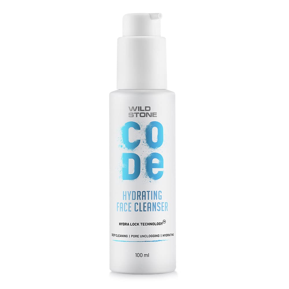 Wild Stone Code Hydrating Face Cleanser for Men - Anti Acne & Oil Control Foaming Wash | Gentle Deep Pore Cleanser for Dry to Oily Skin | 100ml | Daily Skincare Routine & Post-Workout Refresh