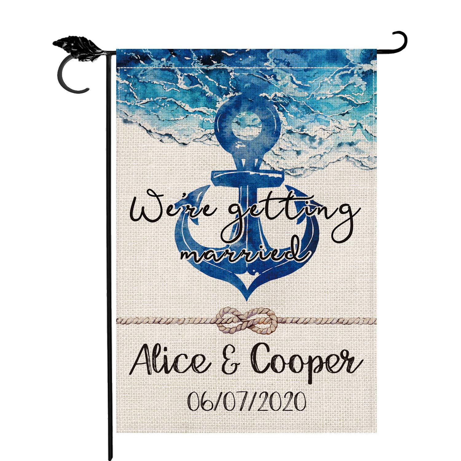 Custom Personalized Wedding Memorial Anniversary Garden Flag - Double Sided 12x18 Inch Rustic Farmhouse Burlap Yard Decoration with Name & Date - Perfect for Outdoor Weddings, Anniversaries, and Memorial Gardens