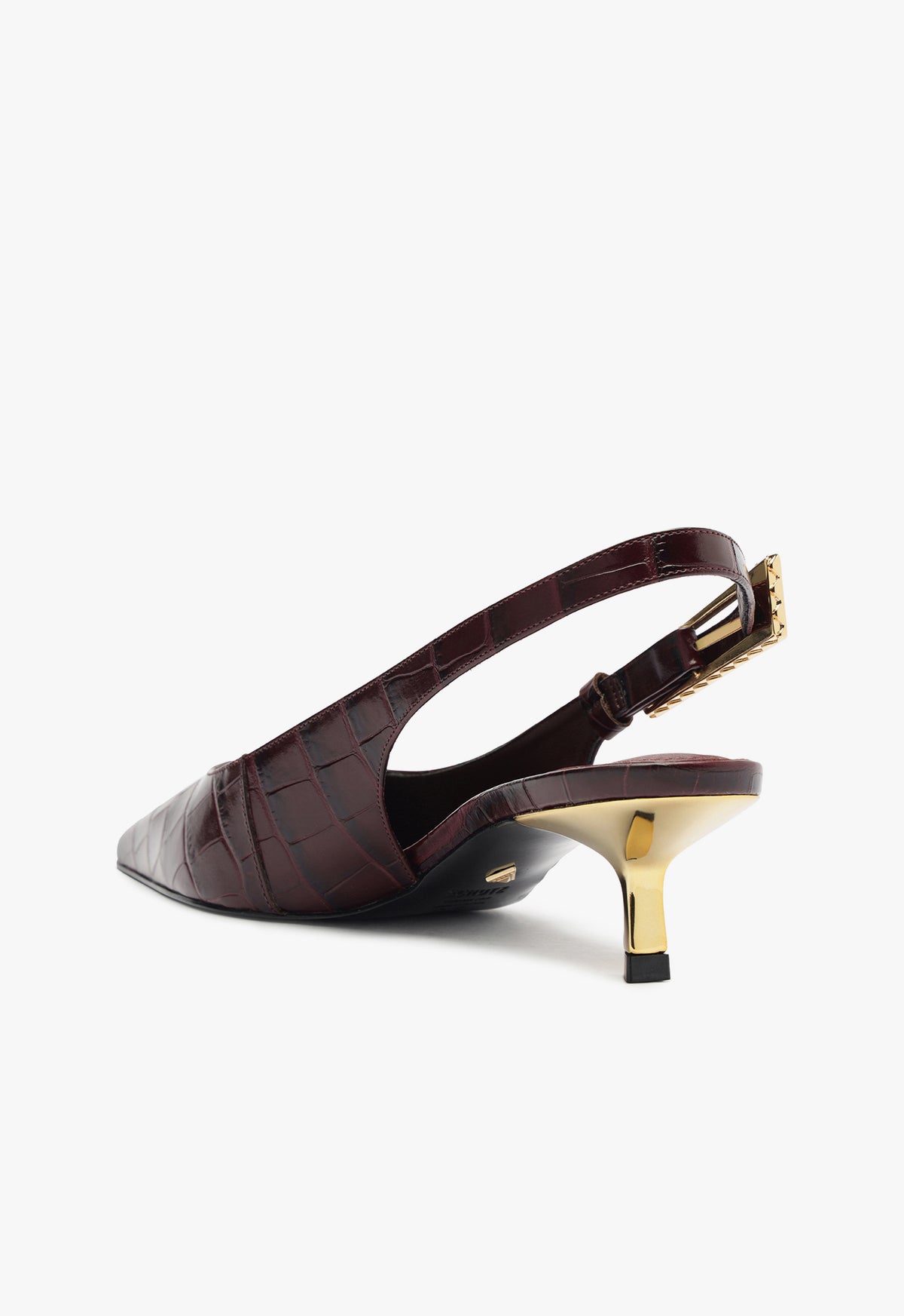 Ciara Crocodile Embossed Leather Pumps - Mid Heel (2.4