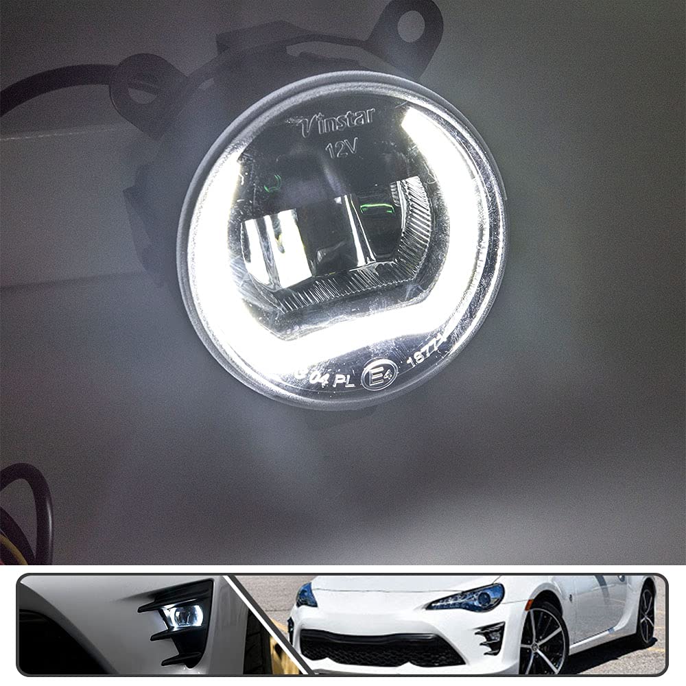 2017-2020 Toyota GT86 White LED Fog Lights & DRL Daytime Running Lights - OEM Style Fog Lamp Bezel Cover - Upgrade for Better Visibility in Rain, Fog & Night Driving