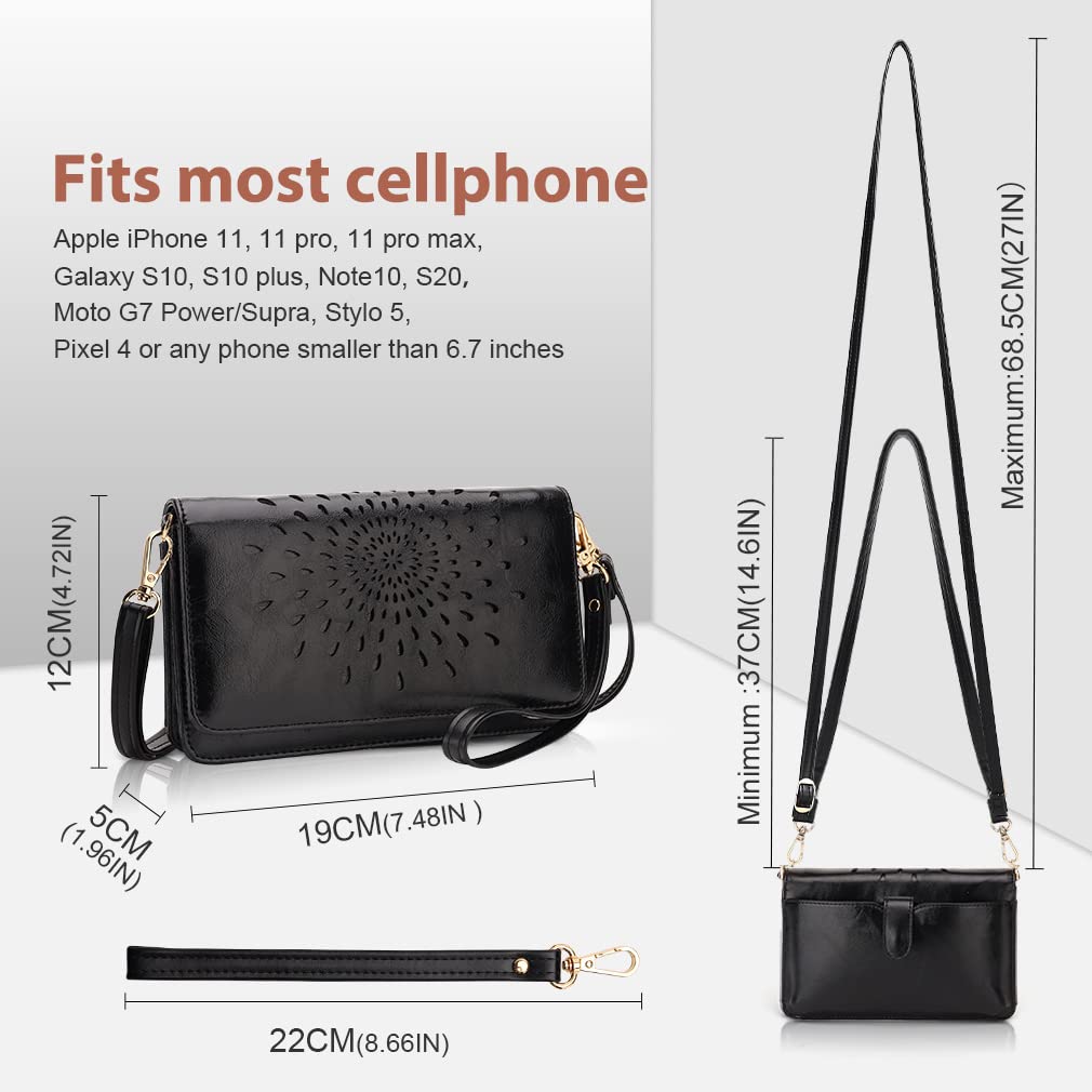 APHISON Women's RFID Blocking Crossbody Bag - Multi-Function Small Purse with Card Holder & Wristlet Wallet (Perfect for Travel, Shopping & Daily Use)