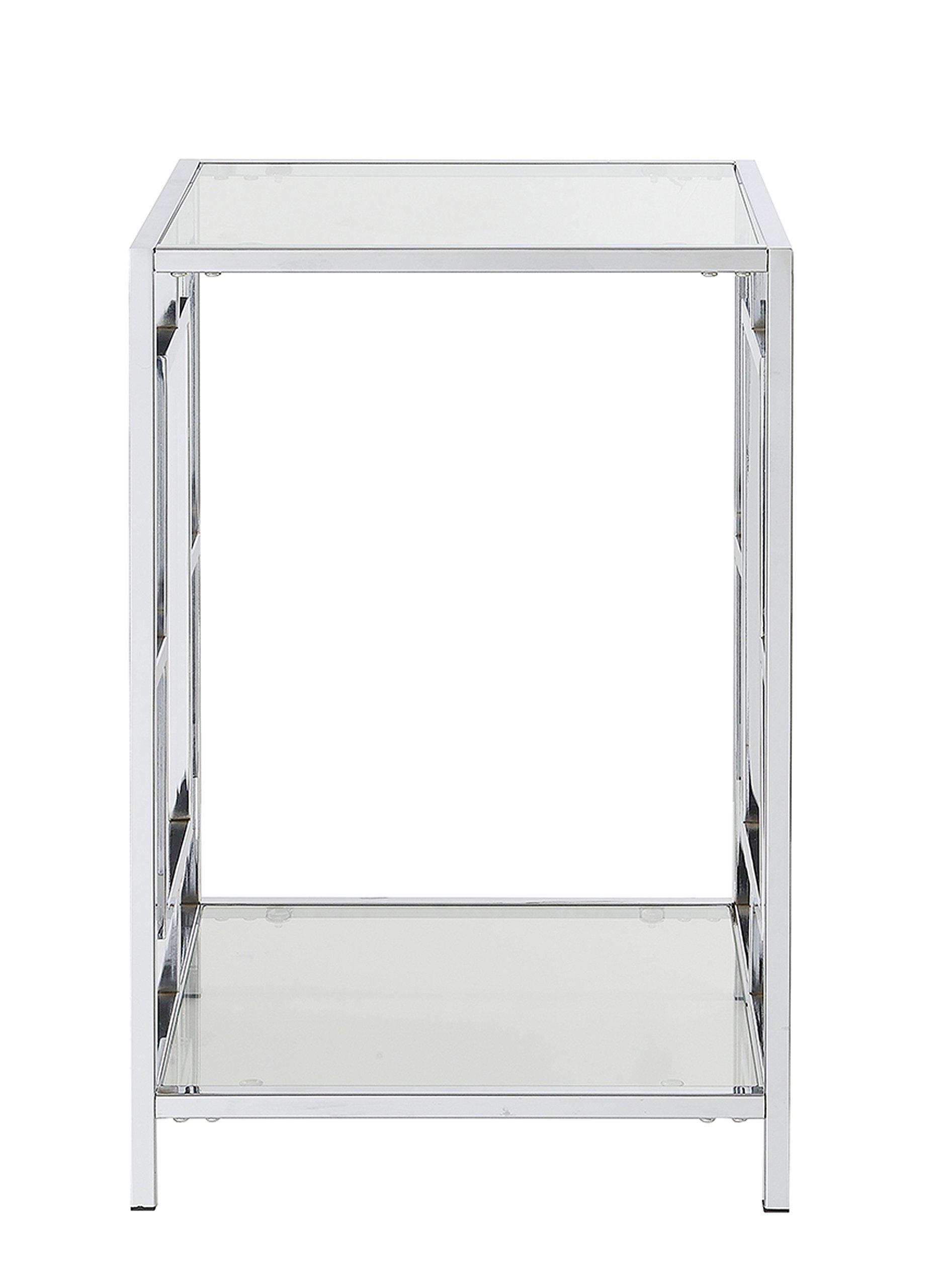 Modern Glass & Chrome End Table - 15.75
