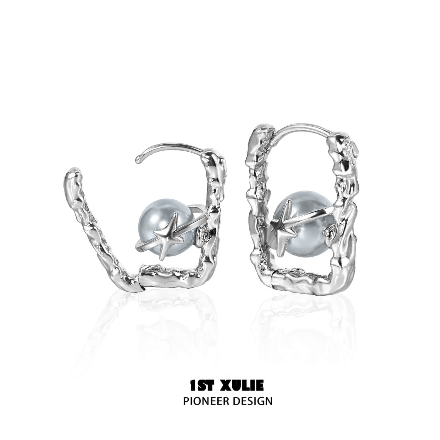 S925 Sterling Silver Star & Gray Pearl Earrings for Women - Elegant Dangle Drop Earrings for Party, Wedding & Everyday Wear
