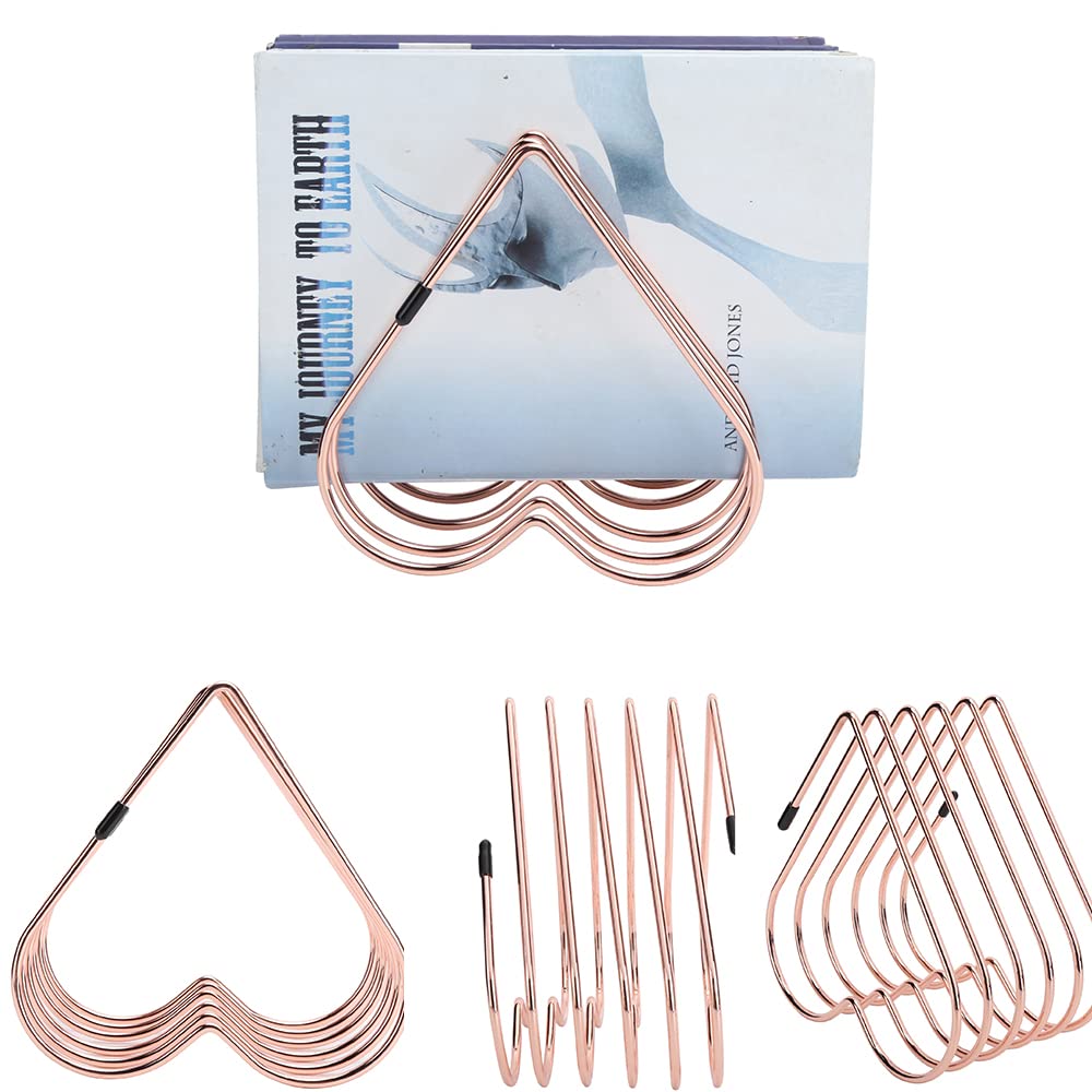 Watris Veiyi 5-Slot Heart Shaped File Holder - Rose Gold Desktop Organizer for Folders, Books, Albums & Vinyl Records | Perfect for Office, Home & School Organization