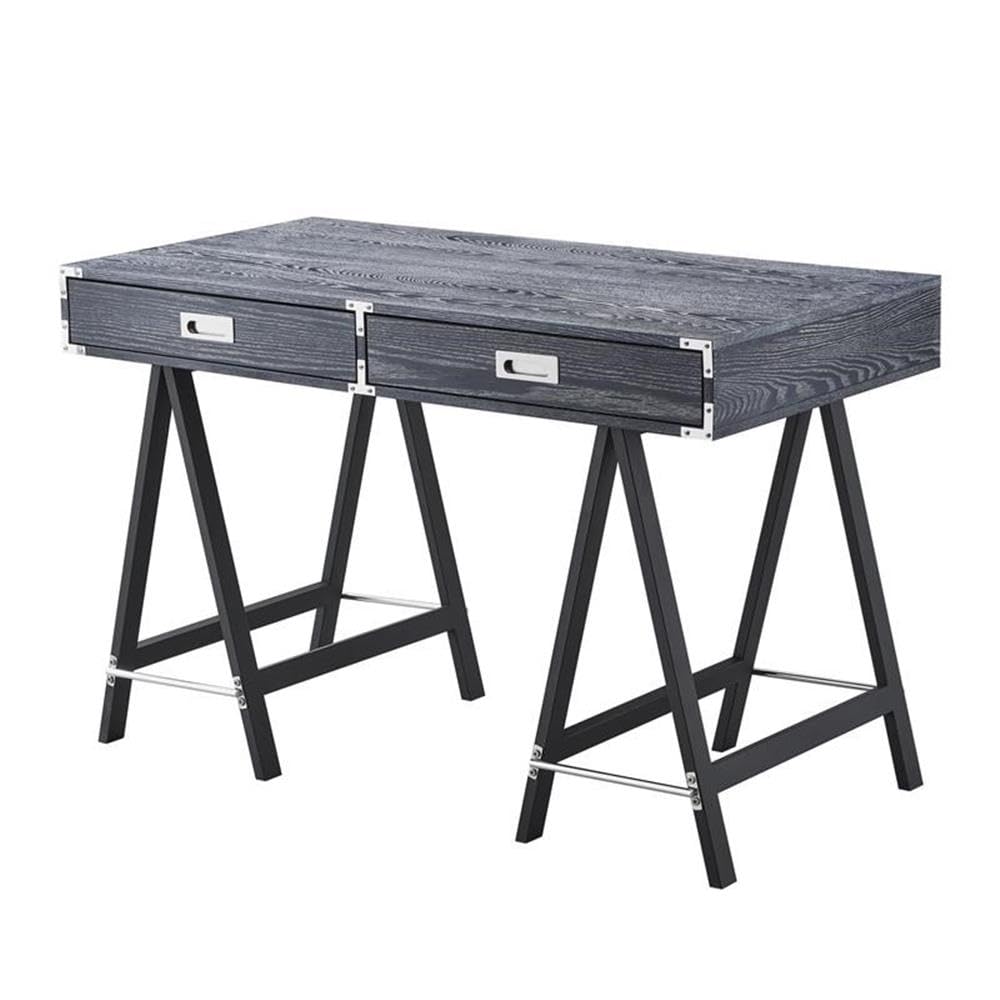 Alleyne 2-Drawer Black Rectangle Wood Writing Desk for Home Office & Study - Compact Computer Desk with Storage for Small Spaces
