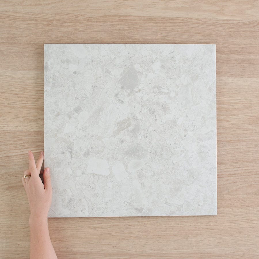 Premium Stirling White Terrazzo Look Tile - Elegant Marble-Inspired Floor & Wall Tiles for Bathroom, Kitchen & Living Room Renovation