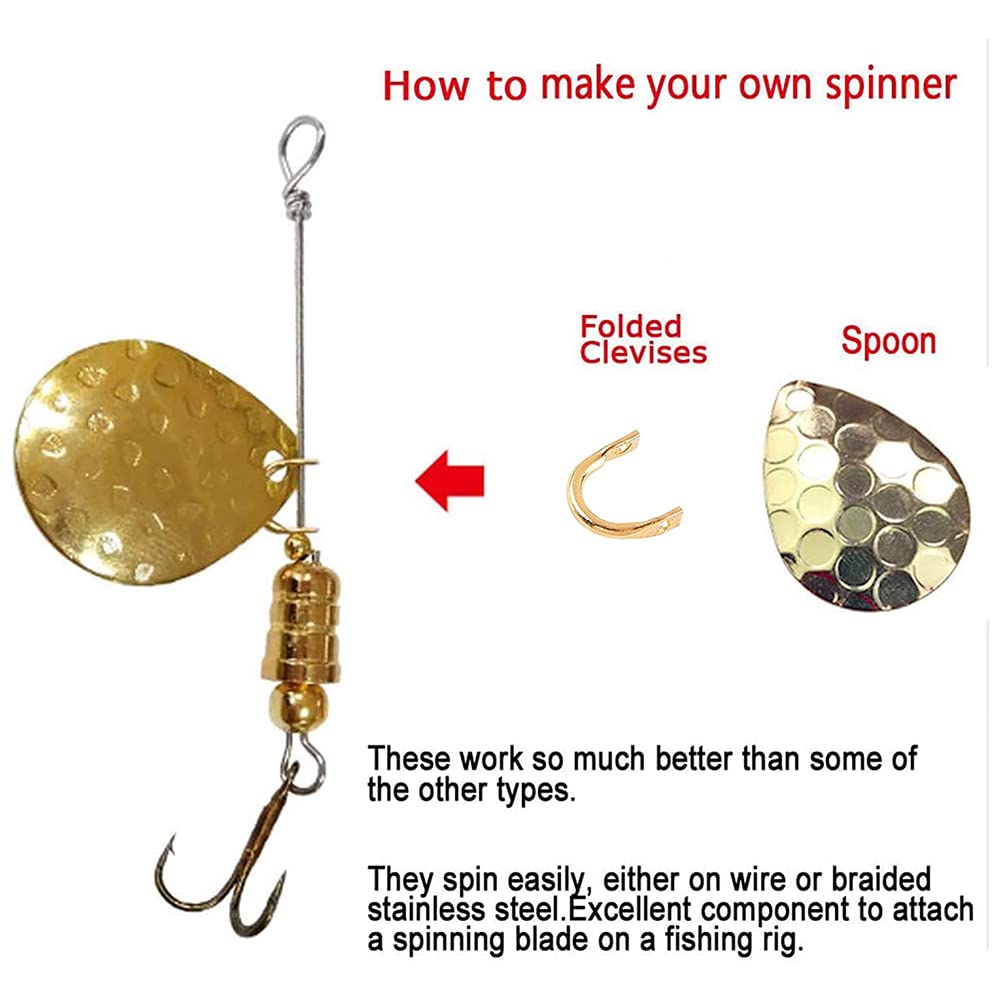 600Pcs Iron Fishing Spinner Clevis - 2 Colors U-Shaped Spinnerbait Parts for Lure Making | Easy Spin Clevises & Fishing Spoon Accessories | Perfect for Bass, Trout and Freshwater Fishing