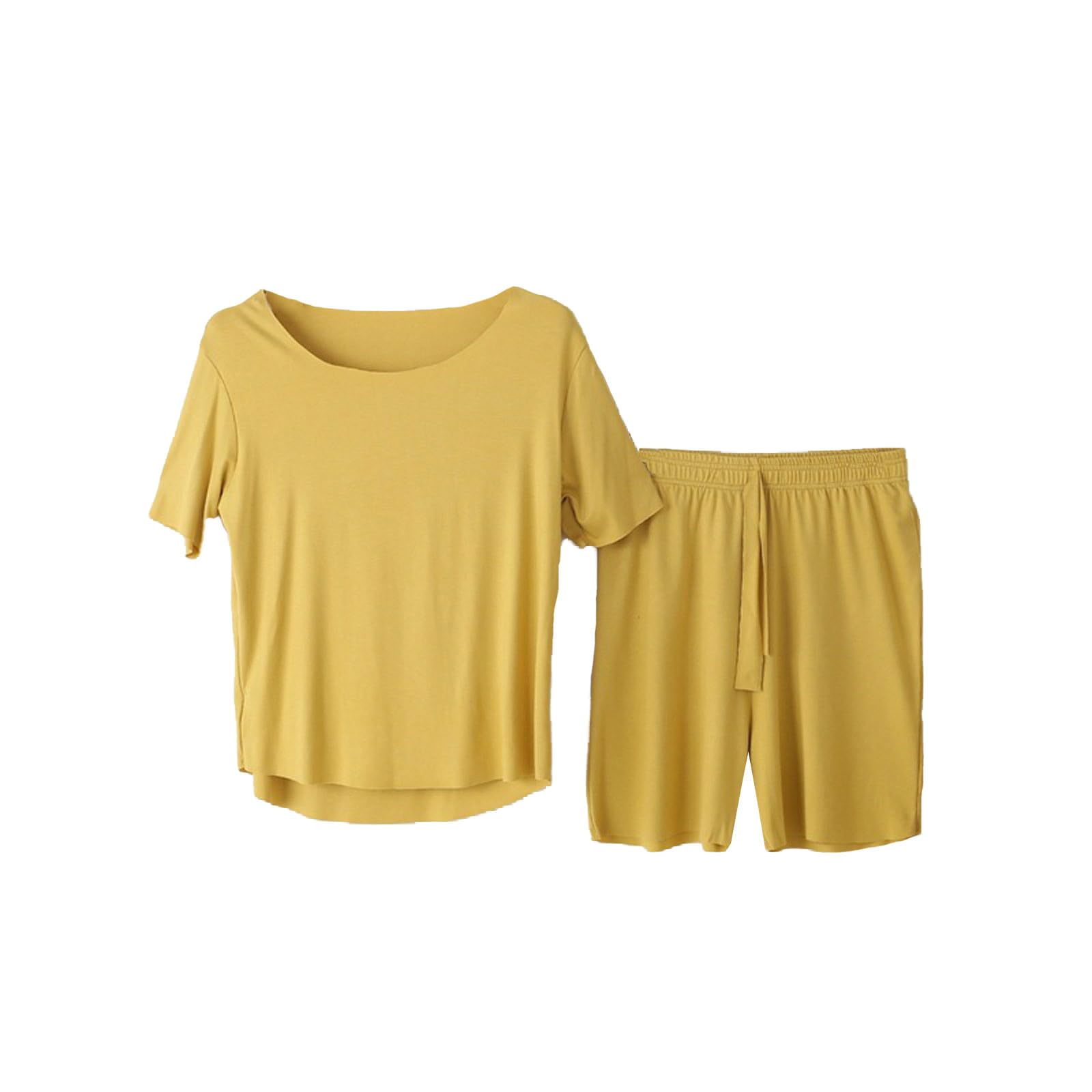 Women's 2-Piece Pajama Set - Soft Summer Short Sleeve Crewneck Lounge Set with Comfy Tops & Shorts for Sleep, Relaxing at Home, and Vacation Wear