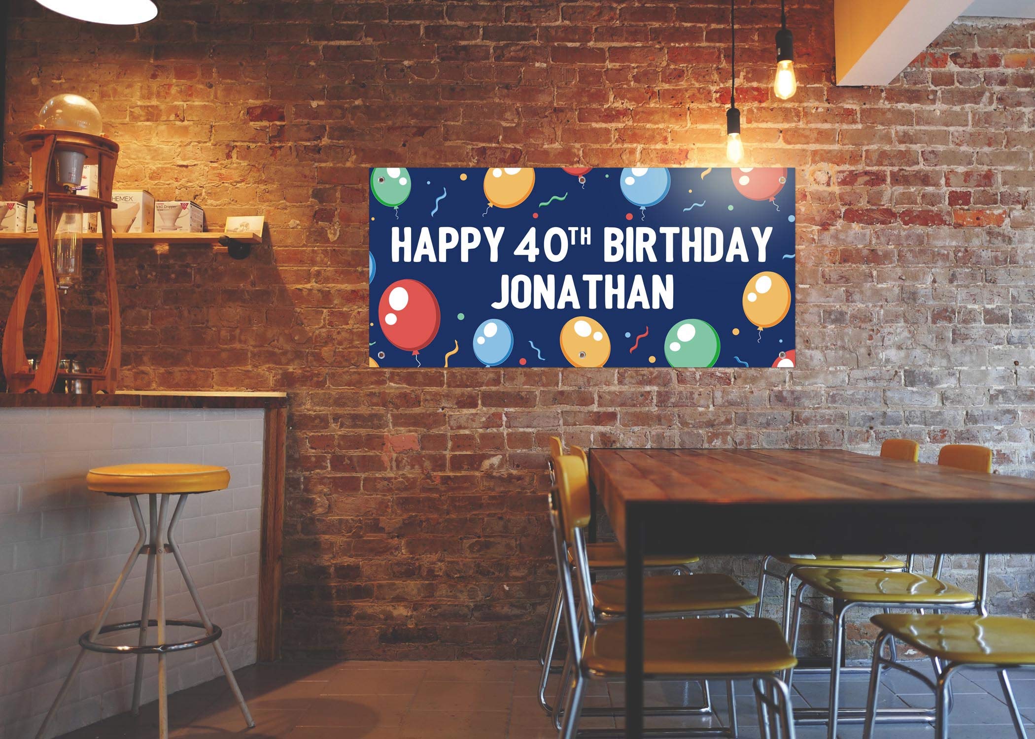 Custom Happy 40th Birthday Banner with Balloons - Personalized Milestone Vinyl Banner 24x51 Inches - Perfect for Birthday Parties, Anniversaries & Celebrations