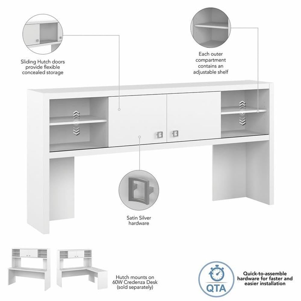 Bush Business Furniture Echo 72W Office Desk Hutch in Pure White - Perfect for Home Office, Study Room & Workspace Organization