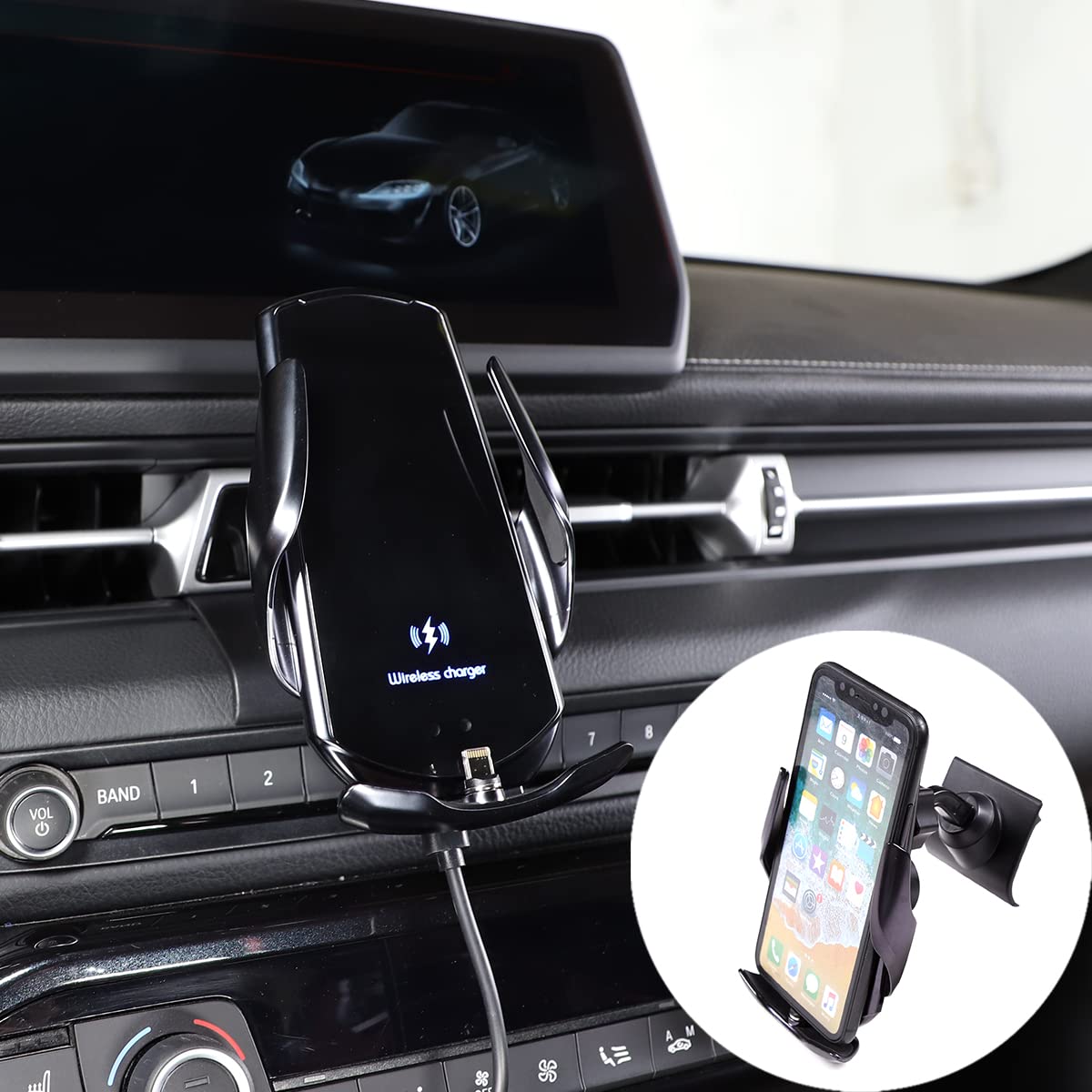 Wireless Car Phone Mount & Charger for Toyota Supra GR A90 A91 MK5 (2019-2024) - Black Center Console Air Vent Phone Holder - Perfect for Hands-Free Driving & GPS Navigation