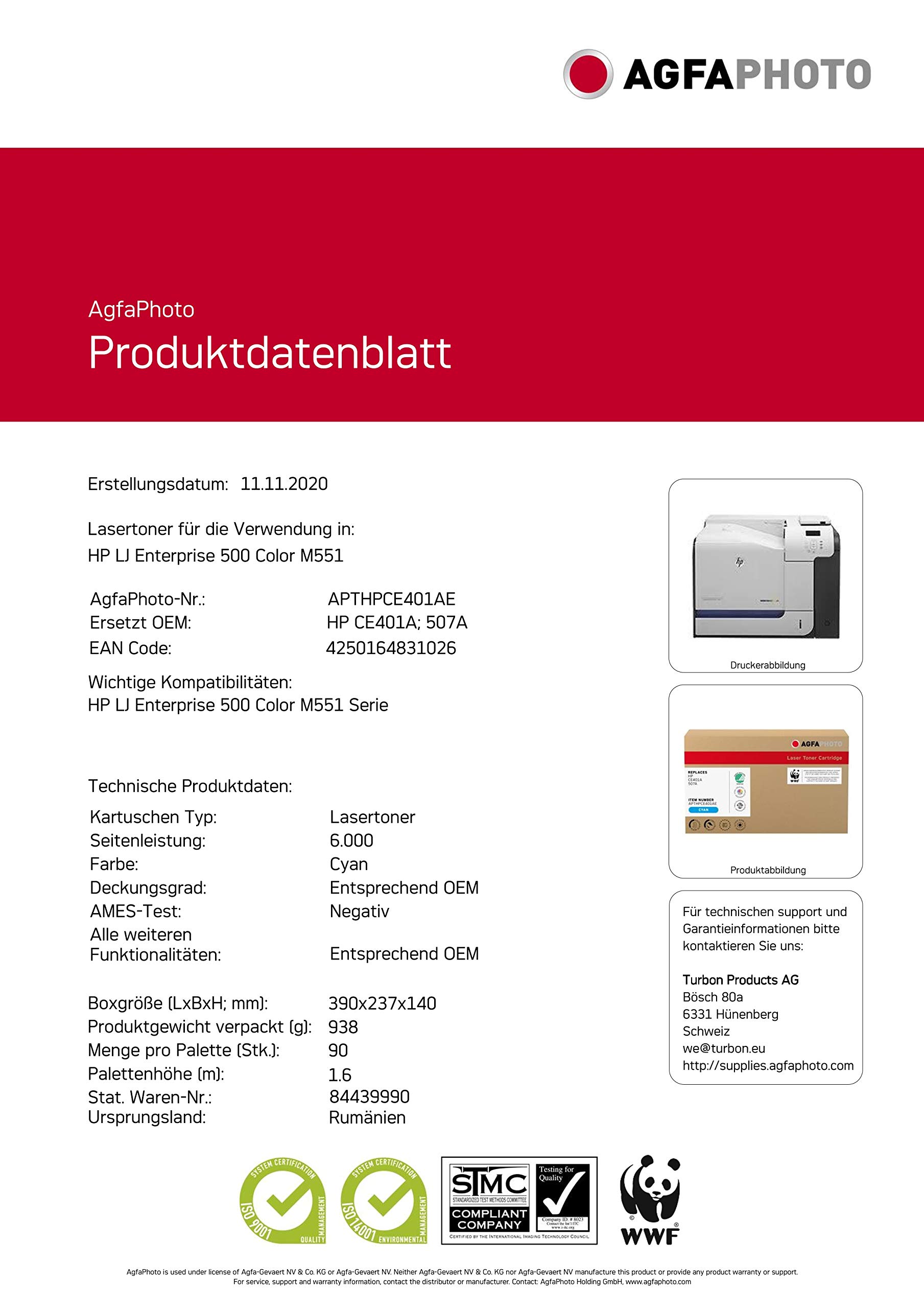Original Title: Agfaphoto APTHPCE401AE Copy and Laser Printer Catridges for HP Laserjet Enterprise 500 CE401A   Optimized Title:   Agfaphoto APTHPCE401AE High-Yield Toner Cartridge - Compatible with HP LaserJet Enterprise 500 CE401A - Replacement for Laser Printers & Copiers - Perfect for Office, Home & Business Use