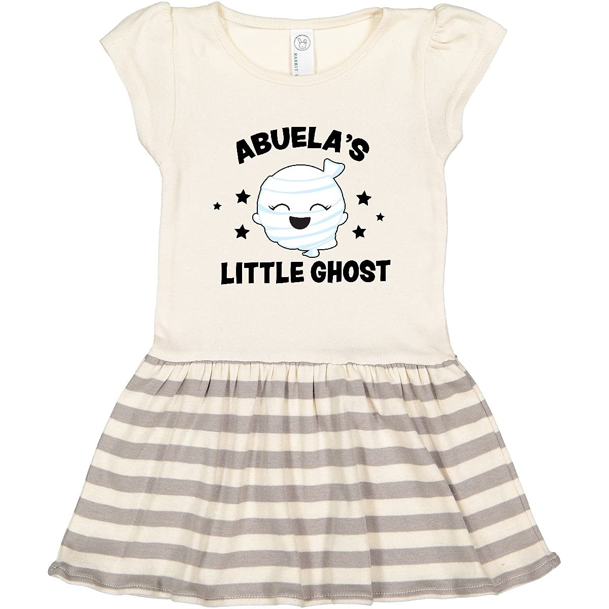 Inktastic Cute Abuela's Little Ghost with Stars Toddler Dress - Adorable Halloween Costume for Girls, Baby & Kids Outfit for Trick or Treat, Party & Photo Shoots